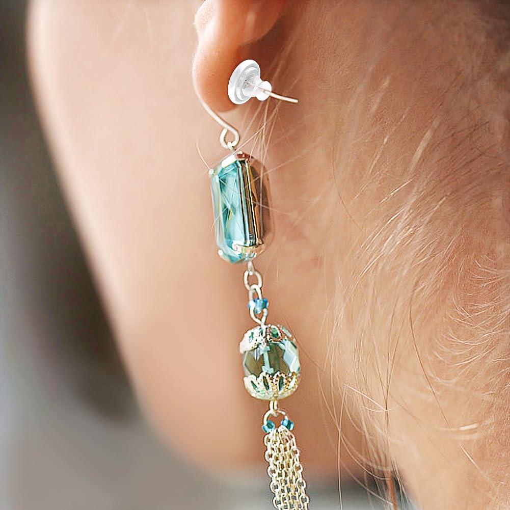 Earring Backs, 18K Gold Silicone Earring Backs, Studs, Hypoallergenice Silicone Earring Backs Replacements for Studs/Droopy Ears, No-Irritate Soft Clear Earring Backs for Adults (Color:Silver)