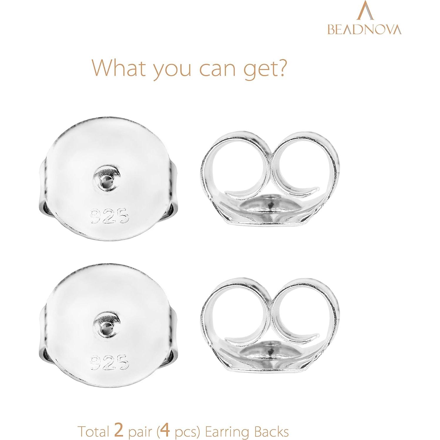 Respaldo de Aretes de Plata Esterlina 925 BEADNOVA - 4 Piezas