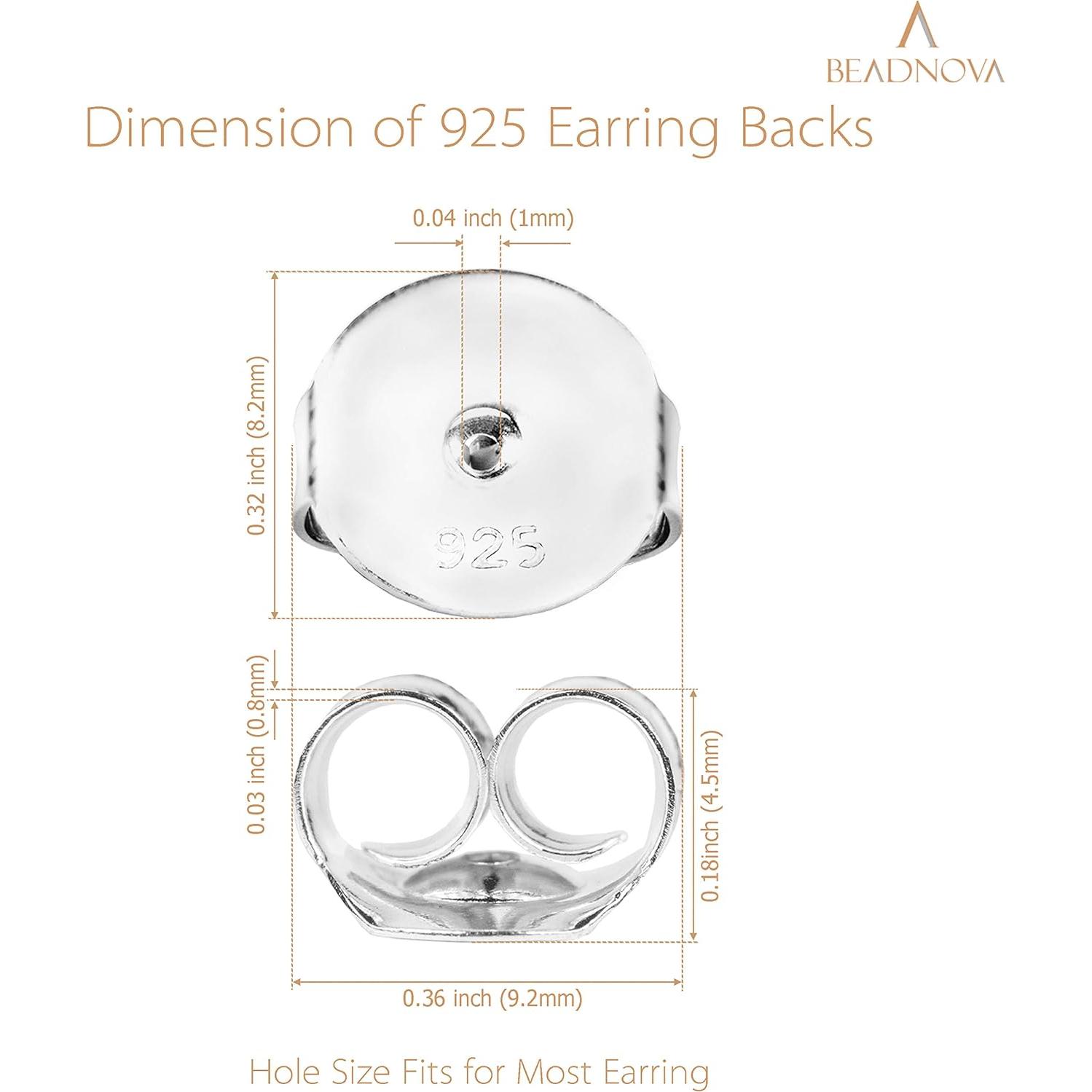 Respaldo de Aretes de Plata Esterlina 925 BEADNOVA - 4 Piezas