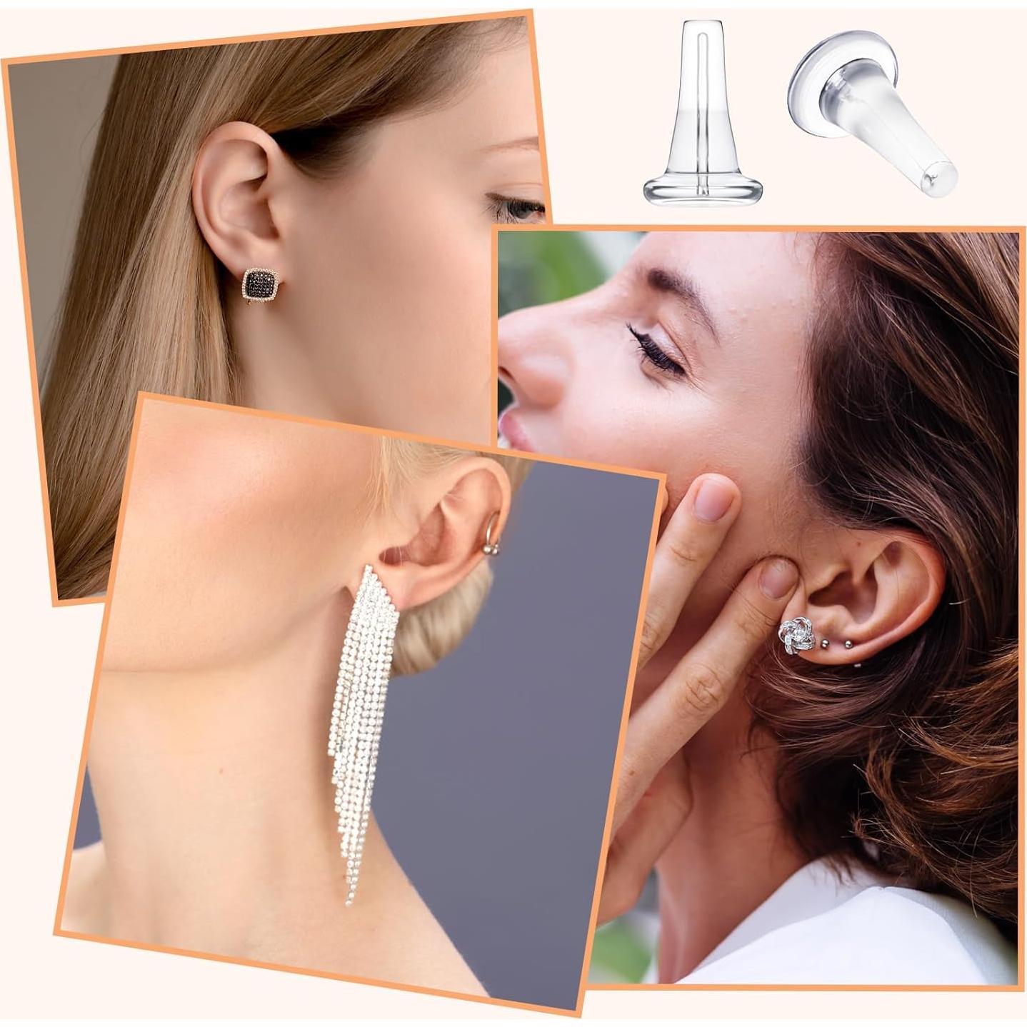 100 Tapones de Silicona Transparentes Simarro para Pendientes