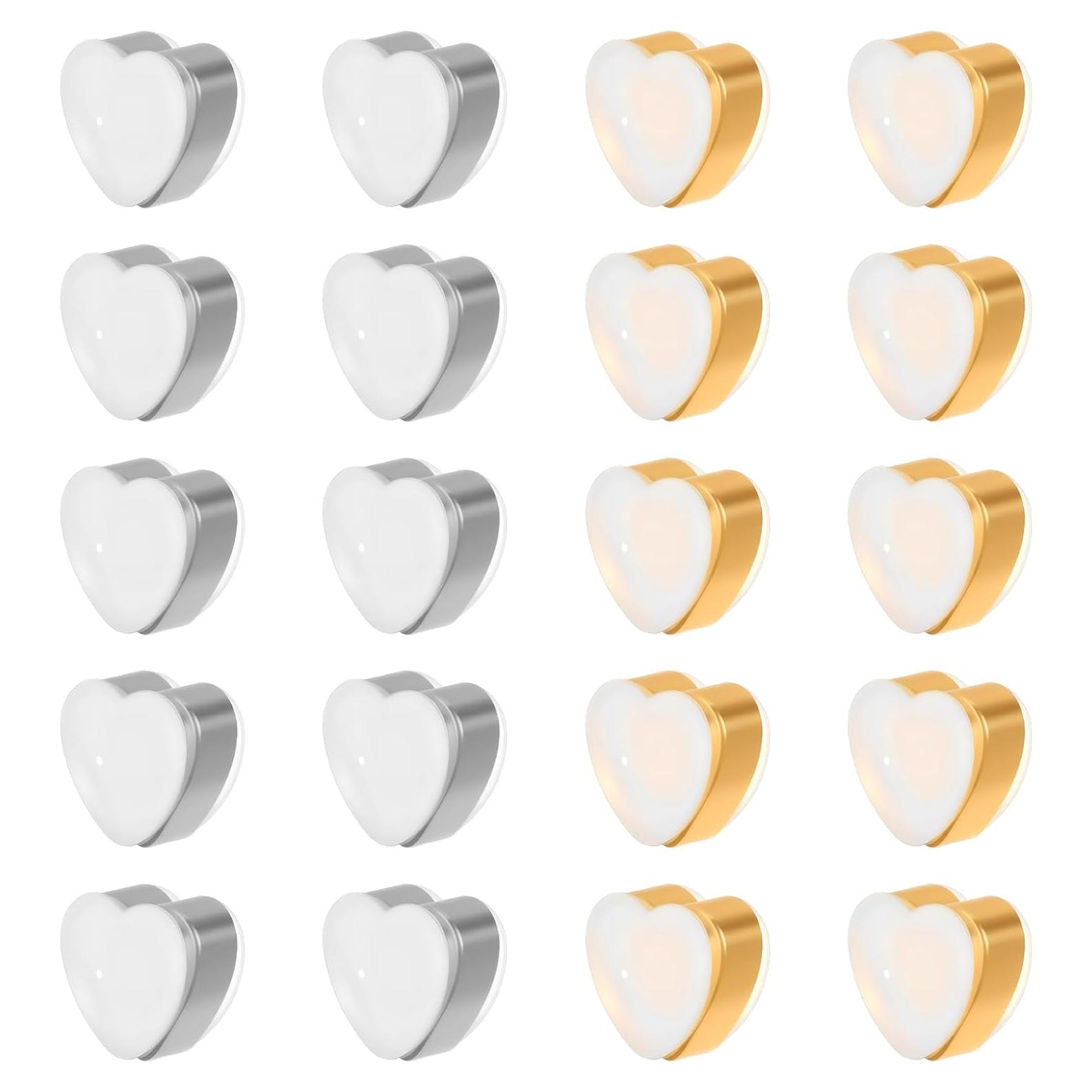 Respaldo de Aretes Plano Guduling - 20 Piezas Dorado y Blanco