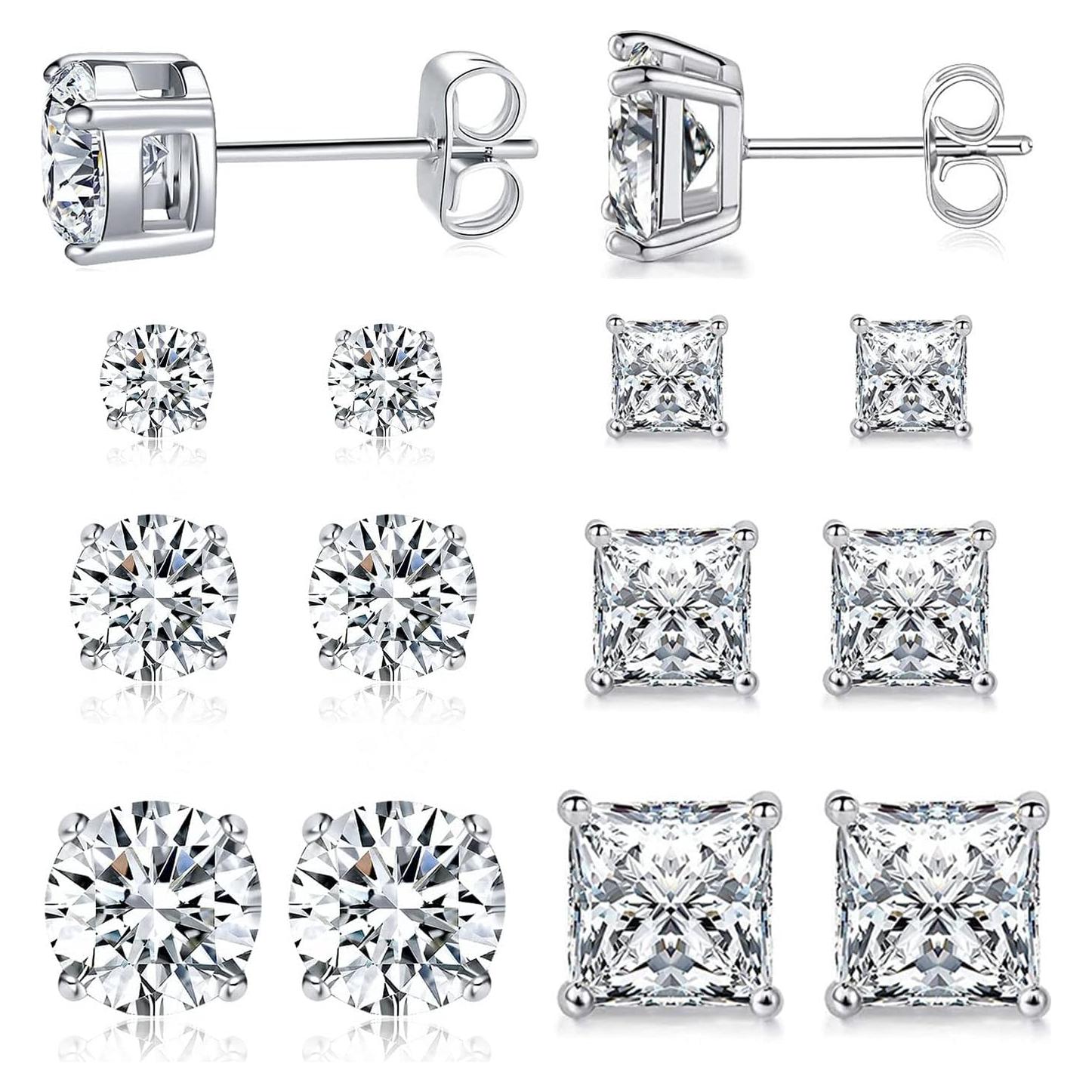 Pendientes de Stud MDFUN 6 Pares Acero Inoxidable Hipoalergénicos