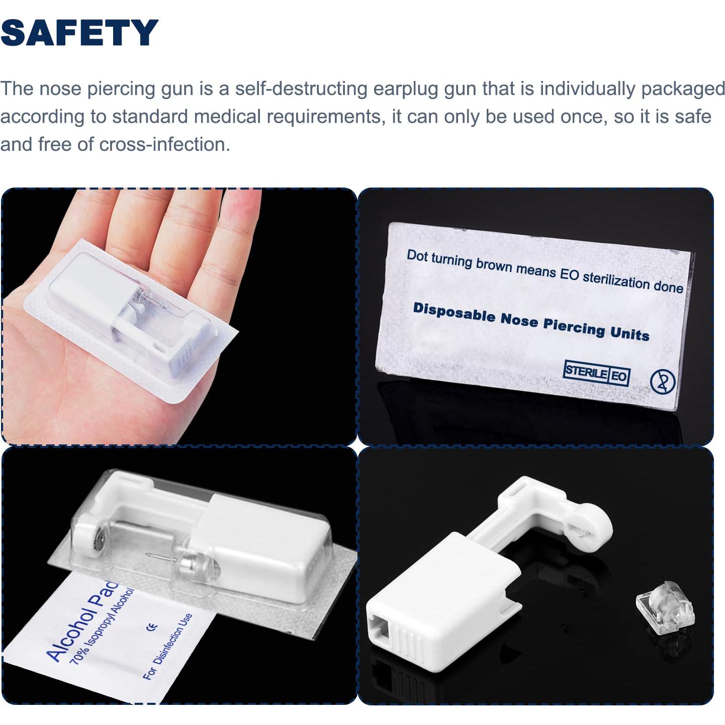 Kit de Perforación de Nariz Desechable YUYYU 4 Piezas Blanco/Rosa