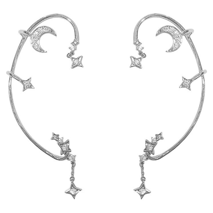 Pendientes de Clip para Mujeres Luna y Estrella - 2 Piezas