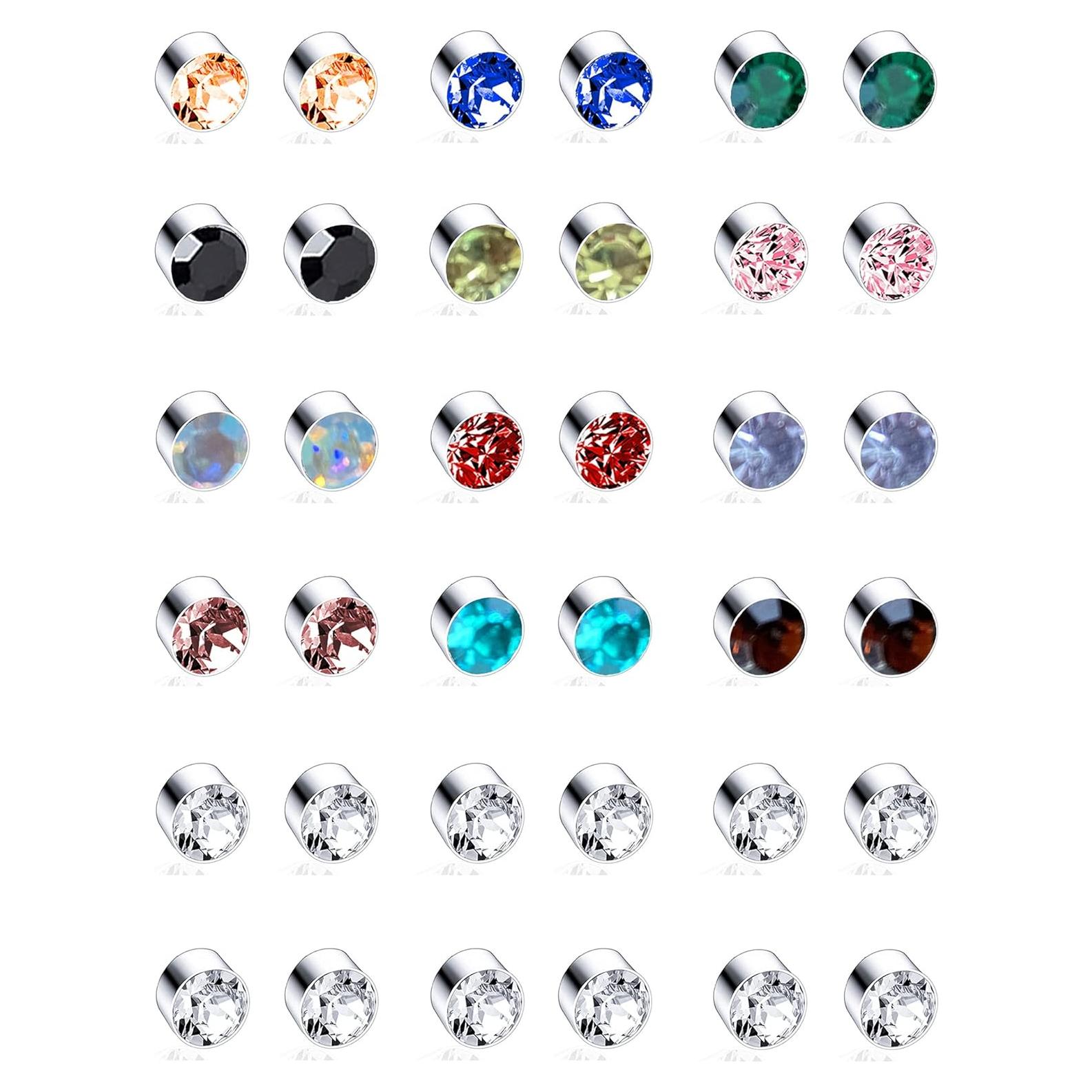 18 Pares Pendientes Magnéticos Ofeiyaa Sin Perforación 4mm 6mm