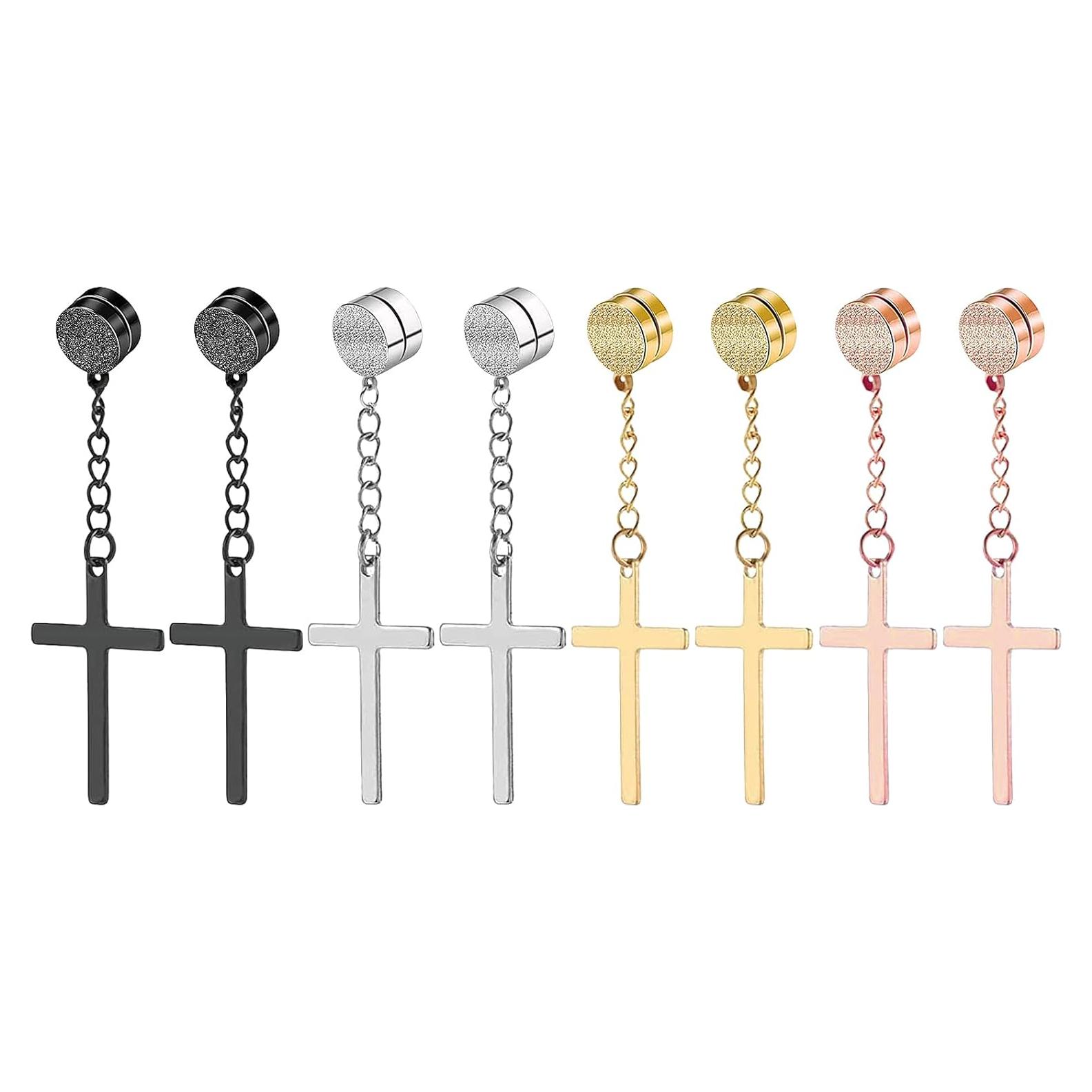 Pendientes Magnéticos Unisex NEWITIN Acero Inoxidable 4 Pares