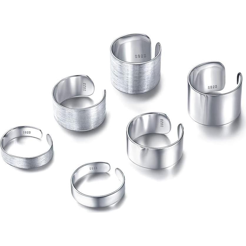 Anillo Abierto Ajustable de Plata Esterlina Silvora 10MM