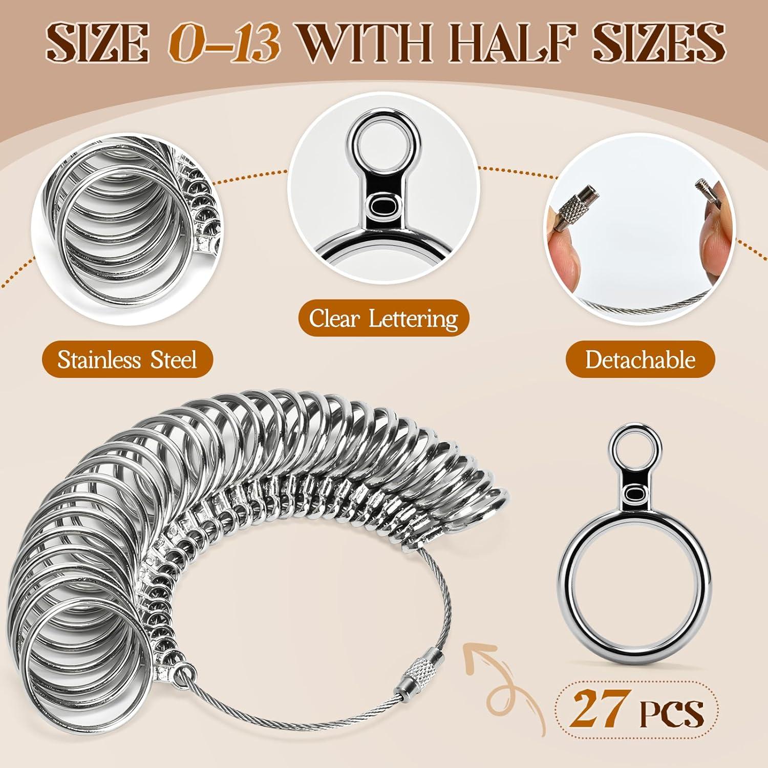 Kit de Medición de Tallas de Anillo SRUDOKIN 27 Piezas