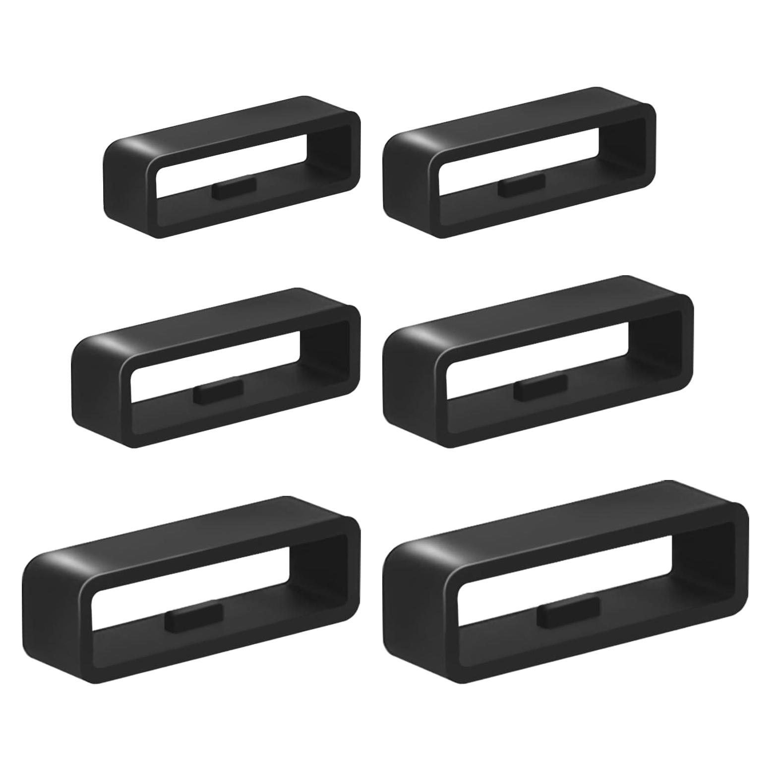 6 Sujetadores de Correa de Reloj Vnsuyo 16-26mm Silicona Negra