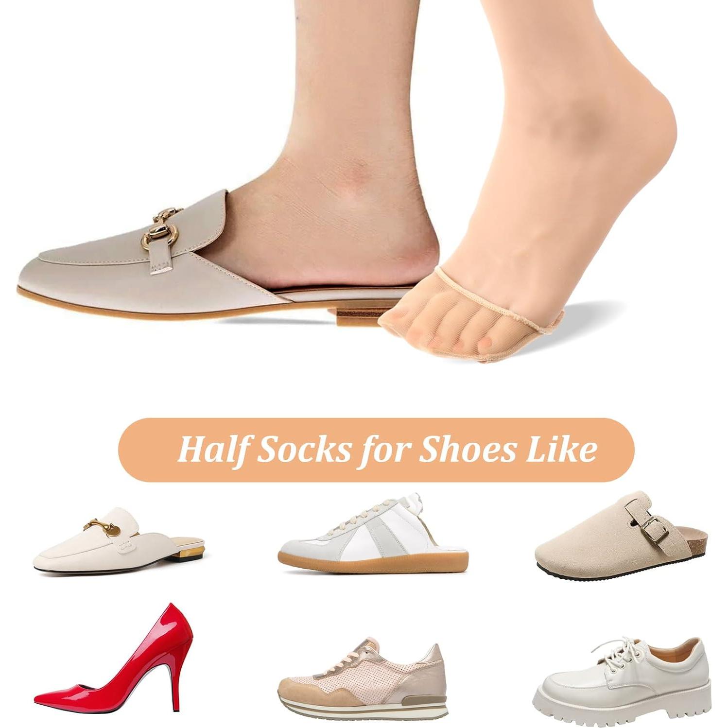 4 Pares de Calcetines Invisibles Antideslizantes para Mujeres