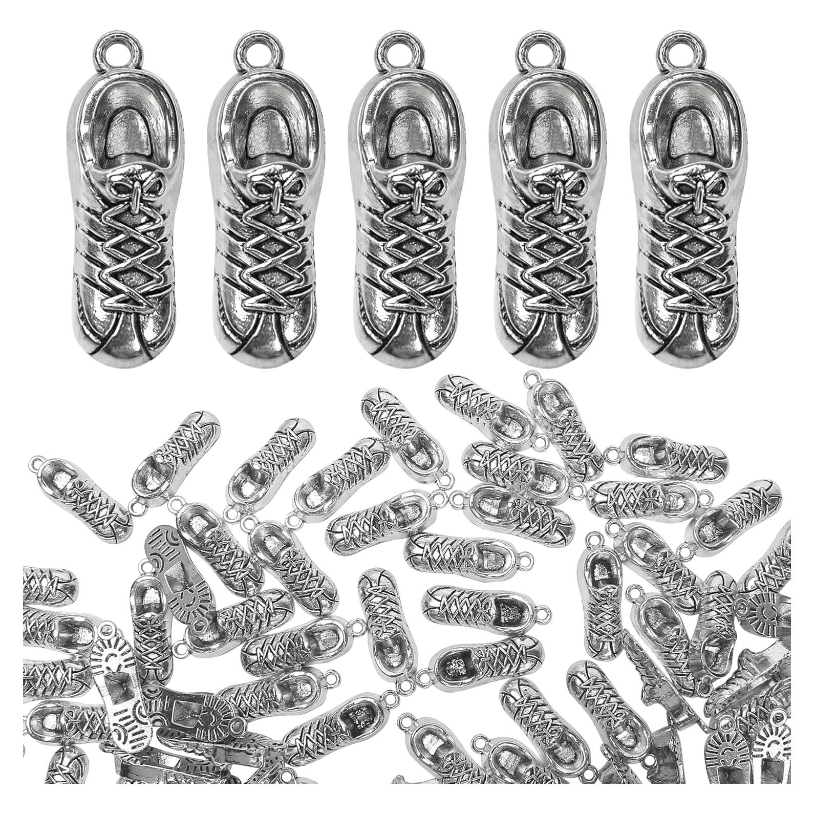 260 Encantos de Zapatillas Plateadas para Manualidades