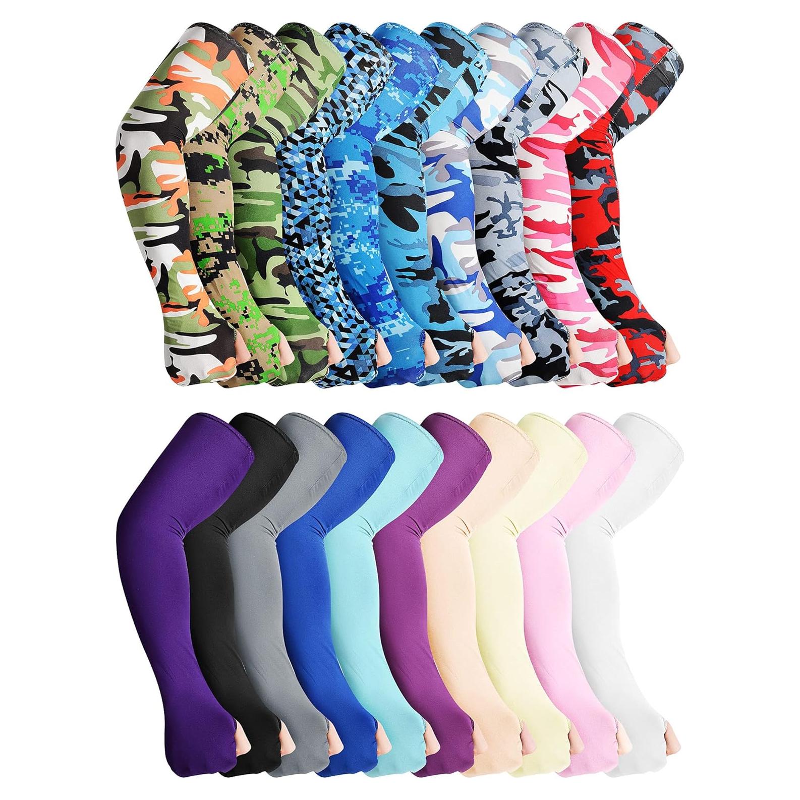 20 Pares Mangas Protectores para el Sol Geyoga Unisex Seda Fría