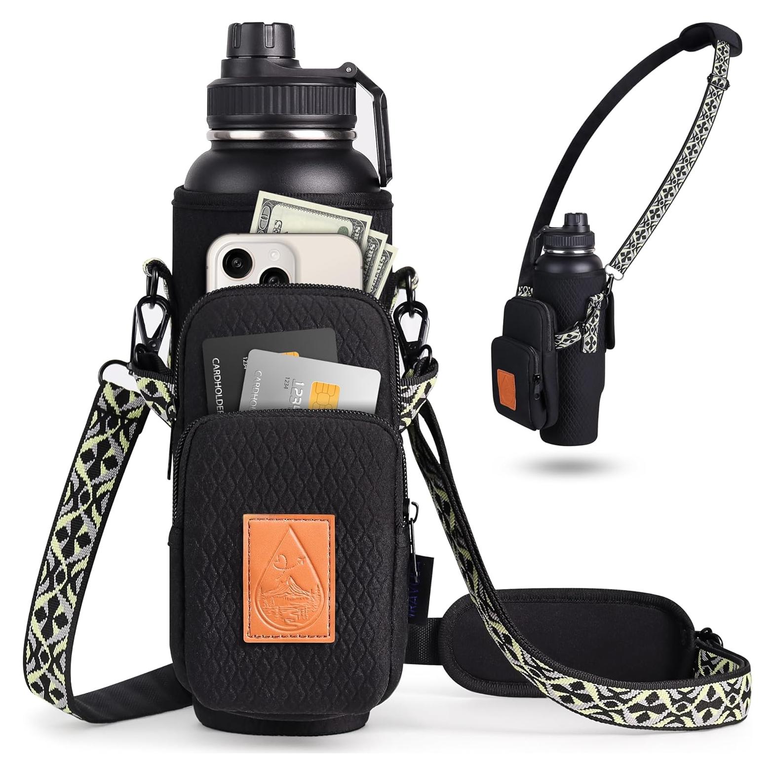 Bolsa Cruzada para Botella de Agua Travola - 40 oz, RFID, Negro