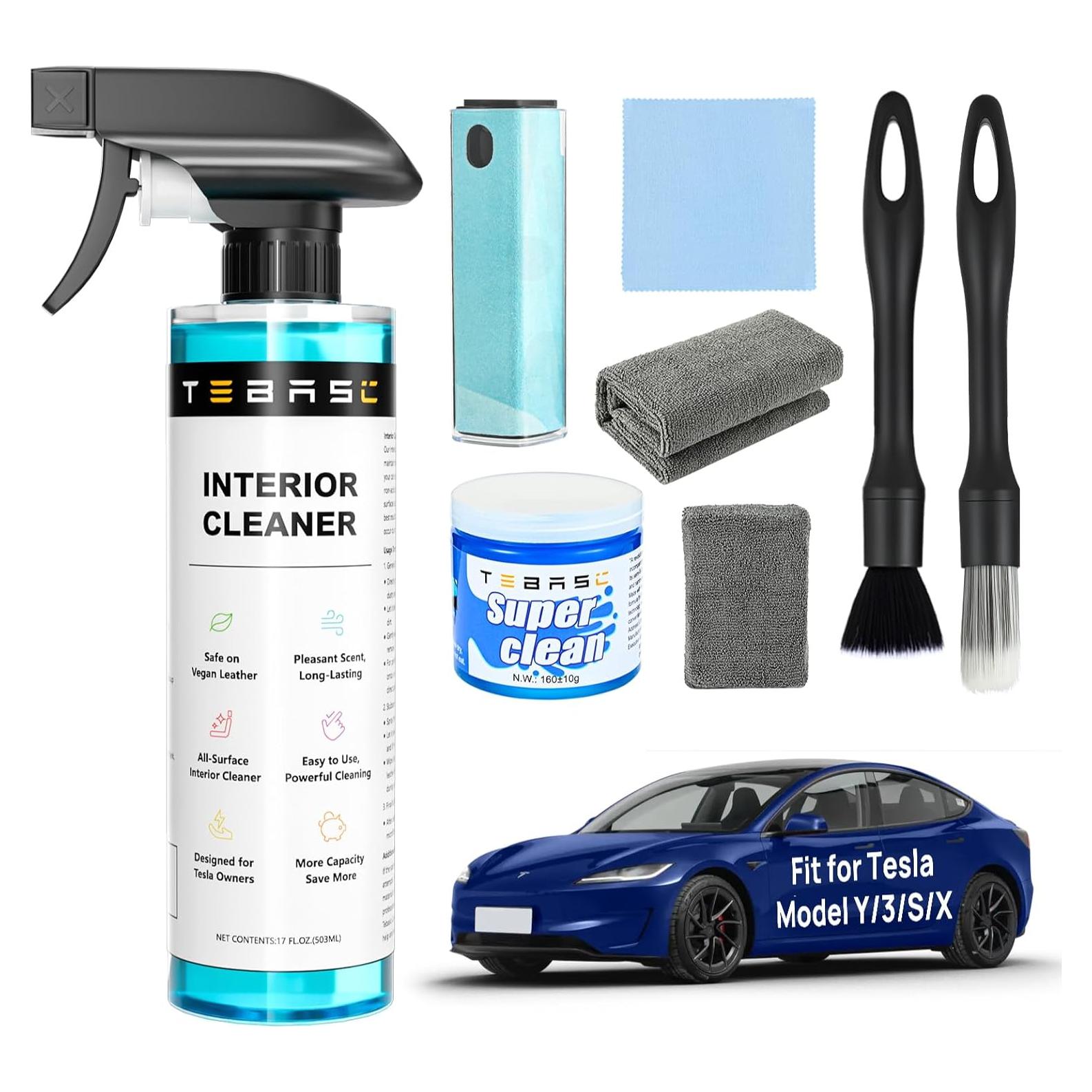 Kit de limpieza interior TEBASIC 8 piezas para Tesla Model 3/Y/S/X