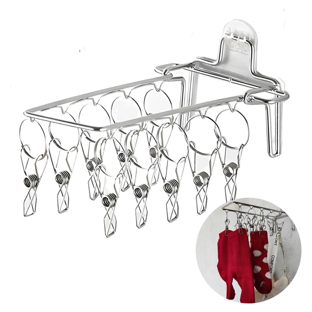 Clip para Calcetines Plegable OULIGET 10 Ganchos Acero Inoxidable