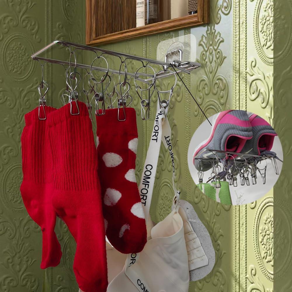 Clip para Calcetines Plegable OULIGET 10 Ganchos Acero Inoxidable