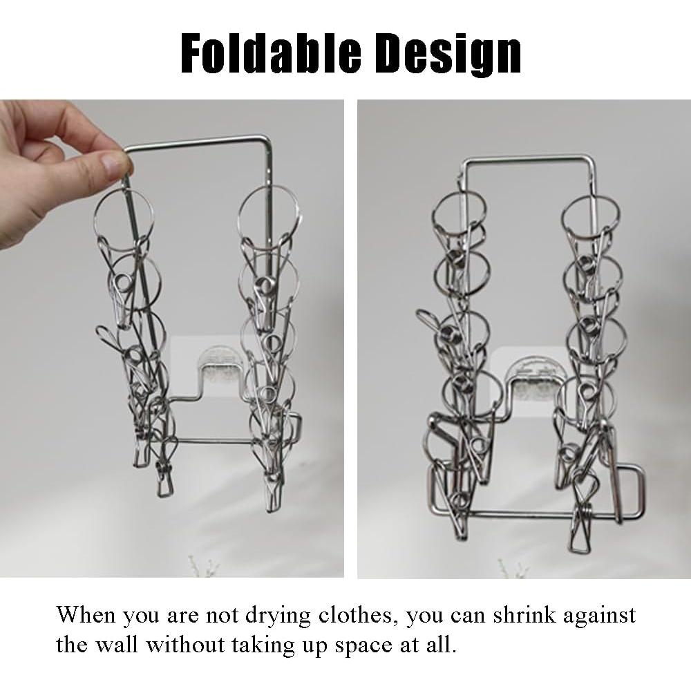 Clip para Calcetines Plegable OULIGET 10 Ganchos Acero Inoxidable