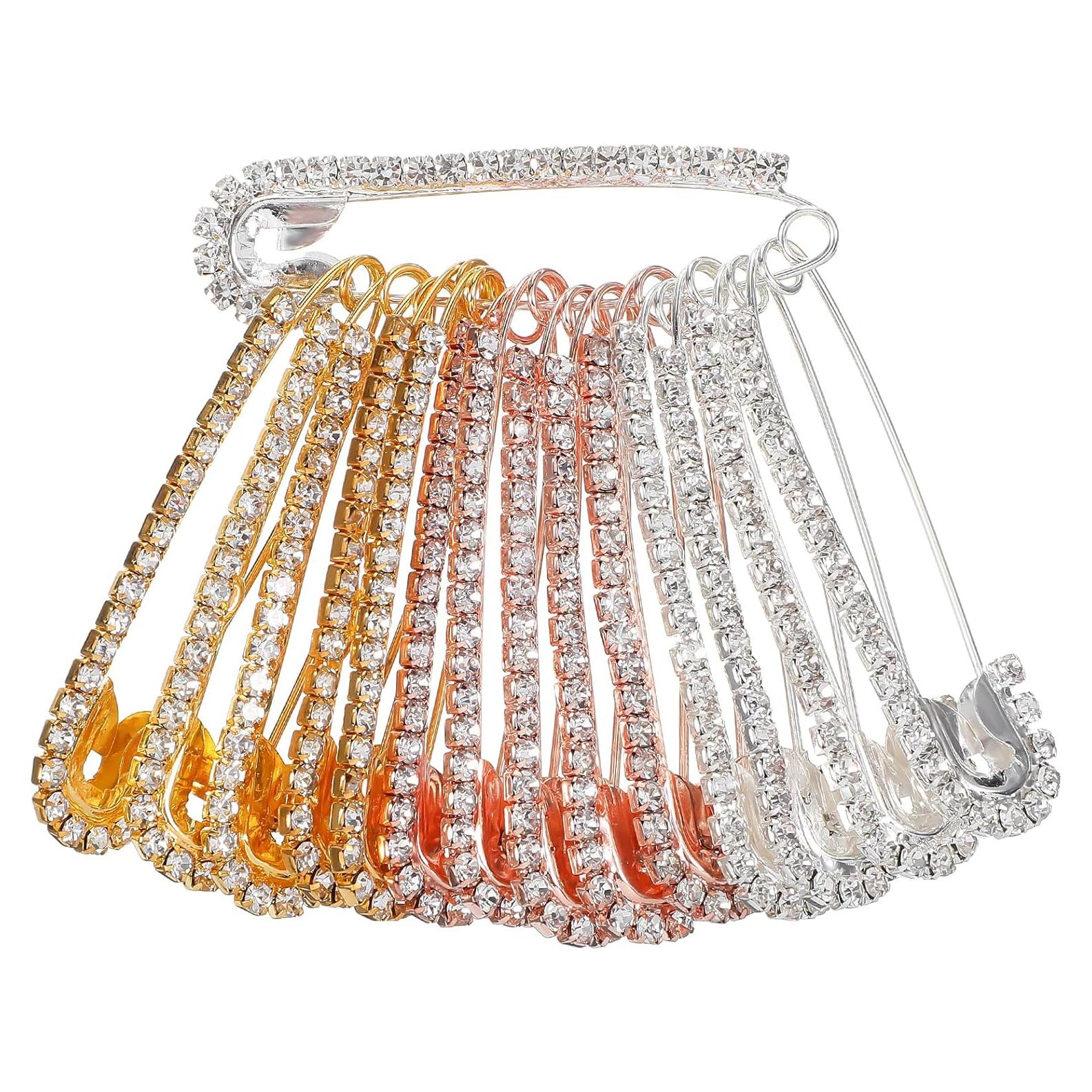 Alfileres de Seguridad con Strass WJIAAA - 15 Pcs Brillantes