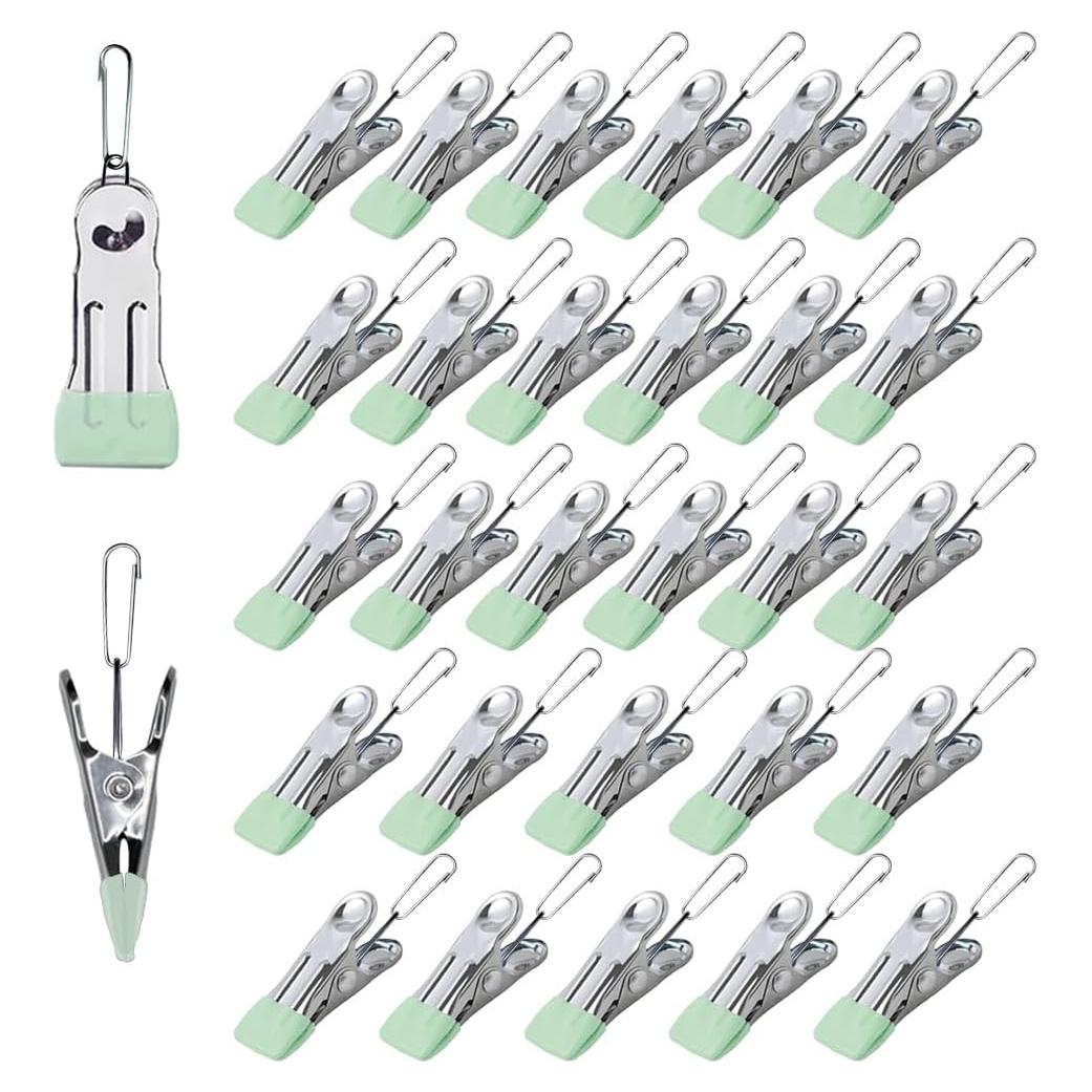 Pinzas Multifuncionales de Acero Inoxidable AW - 30 Unidades Verde Claro