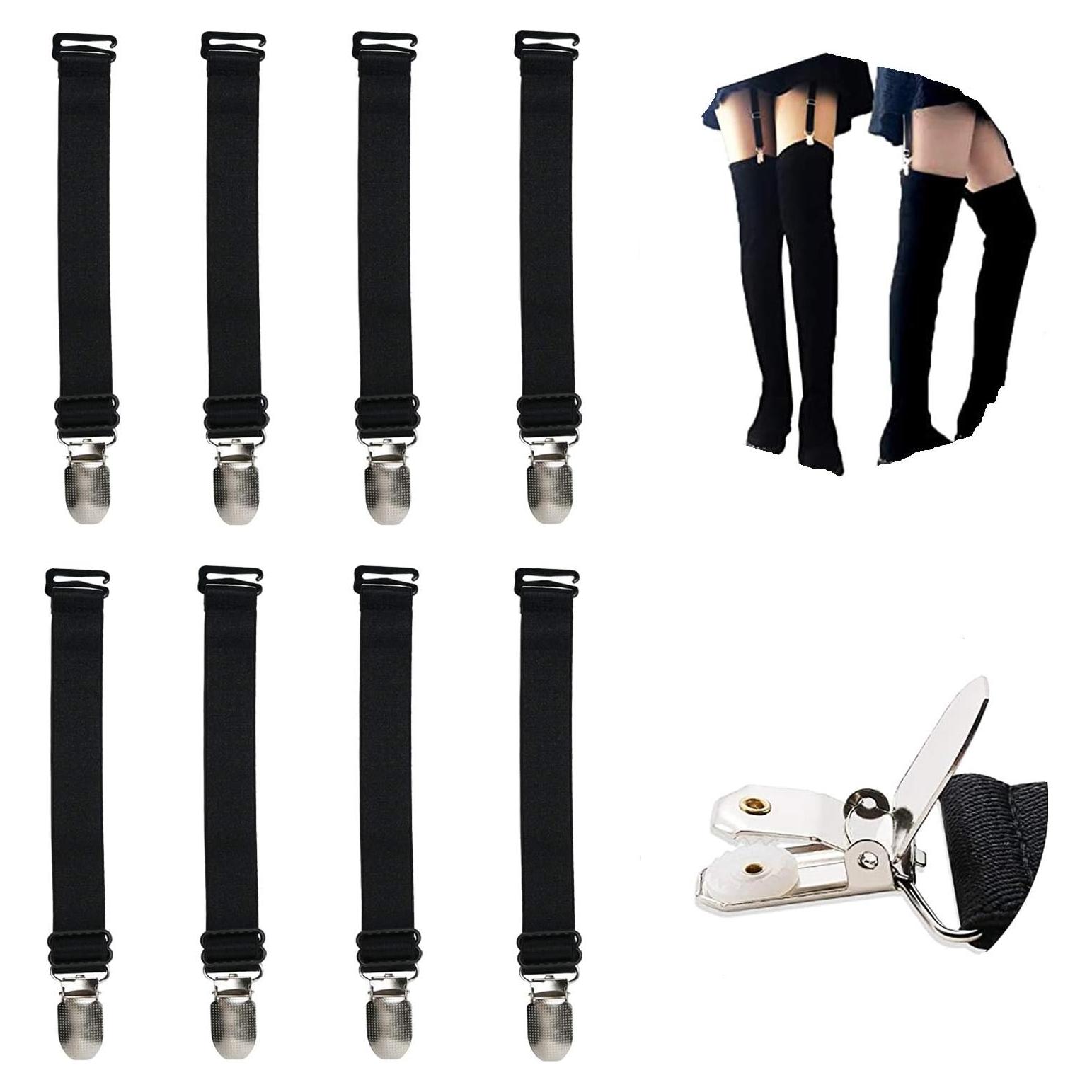 Clips de Medias Elásticas Ajustables WILLWIN - 8 Piezas Negras