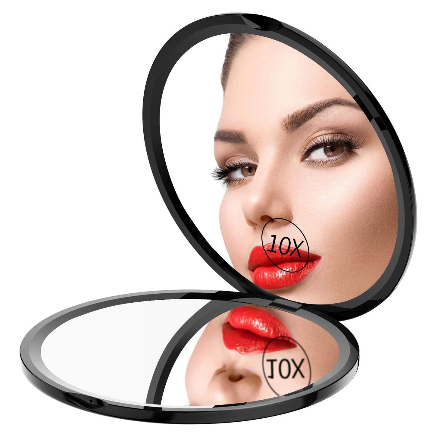 Espejo de Maquillaje Gospire 4" Doble Cara 1X/10X Plegable Negro