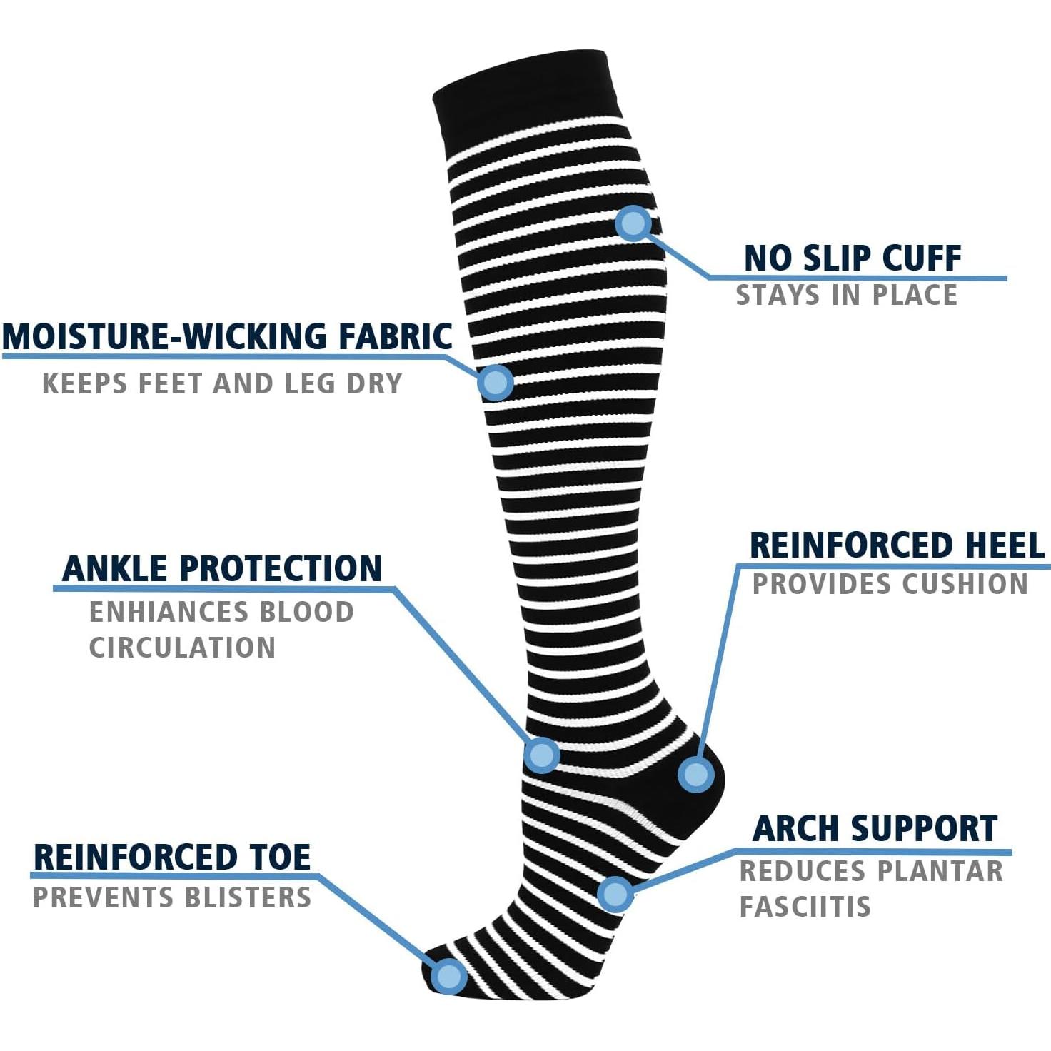 Calcetines de Compresión Doble Pareja 6 Pares Unisex 20-30 mmHg