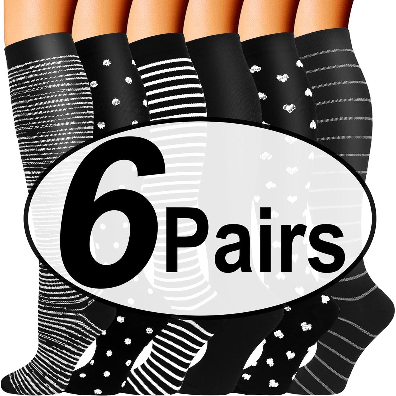 Calcetines de Compresión Doble Pareja 6 Pares Unisex 20-30 mmHg