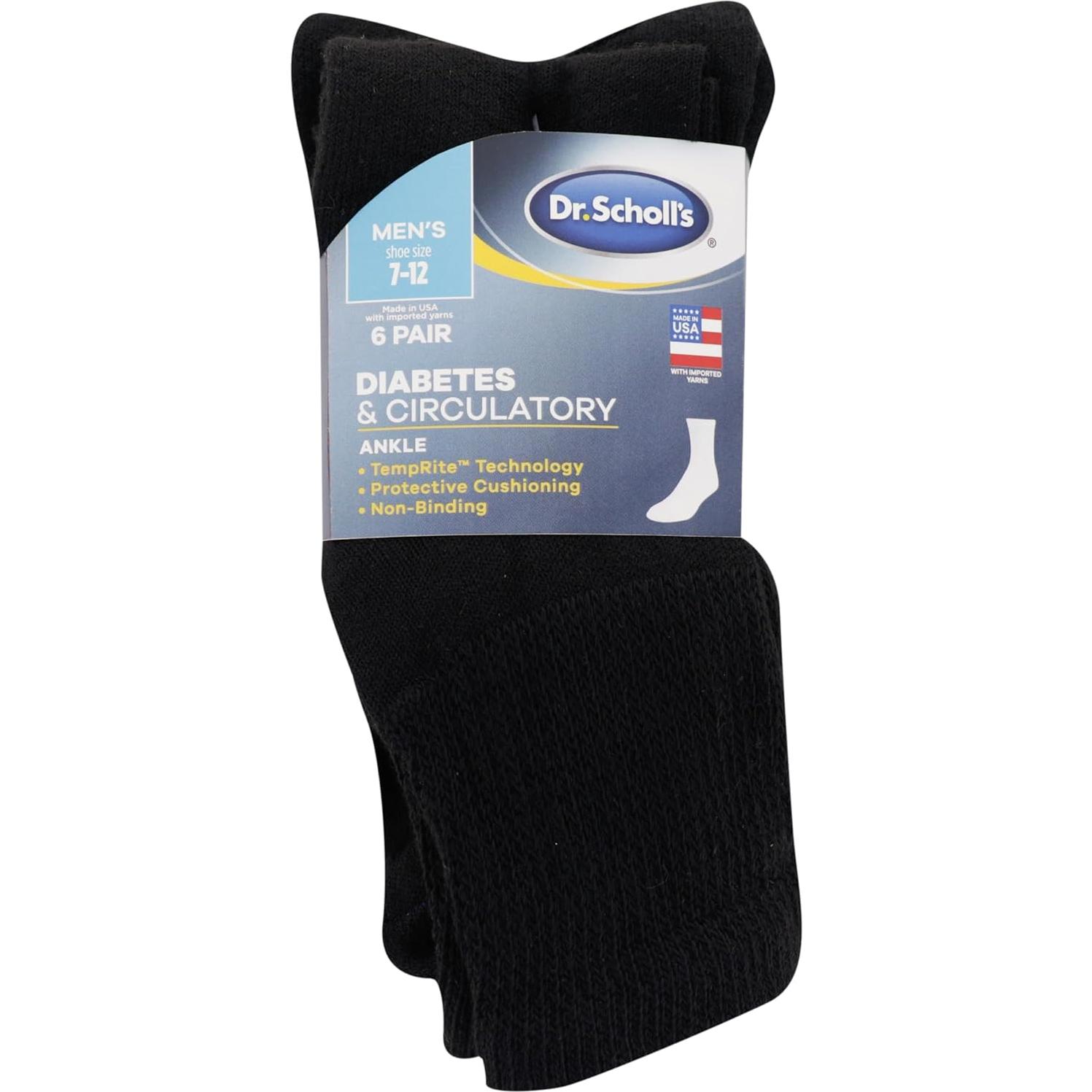 Calcetines para hombres Dr. Scholl's para diabetes - 6 pares