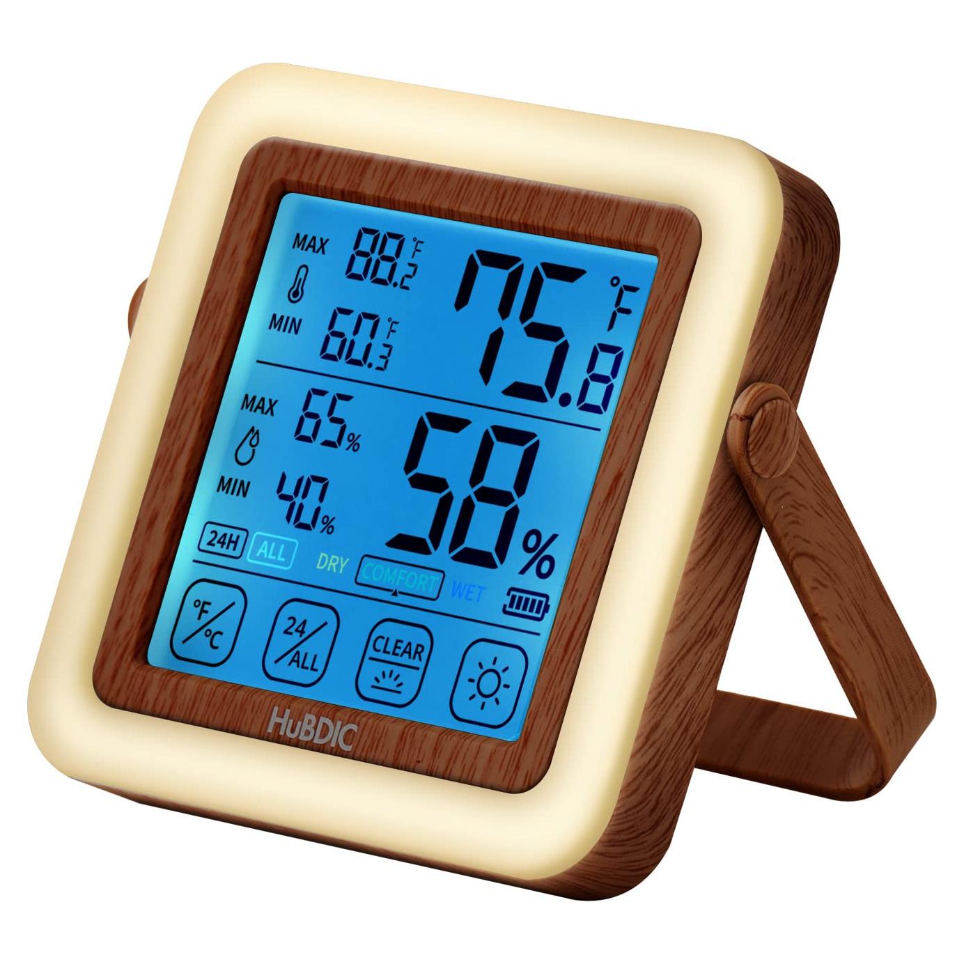Higrómetro Digital HuBDIC HT-21 con Luz Nocturna y Monitor de Humedad