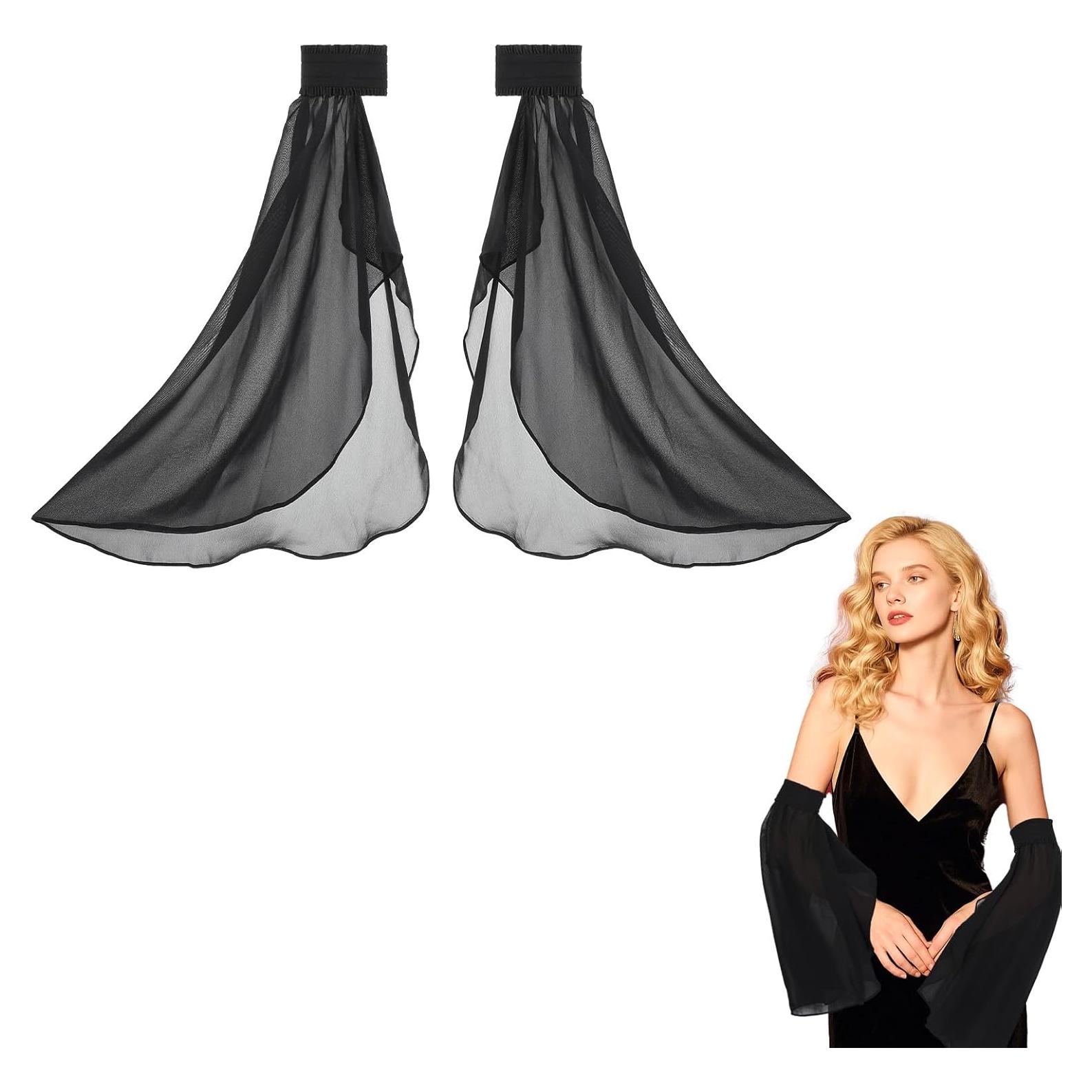 Mangas Desmontables Lusofie de Chifón Negras para Mujer 60cm