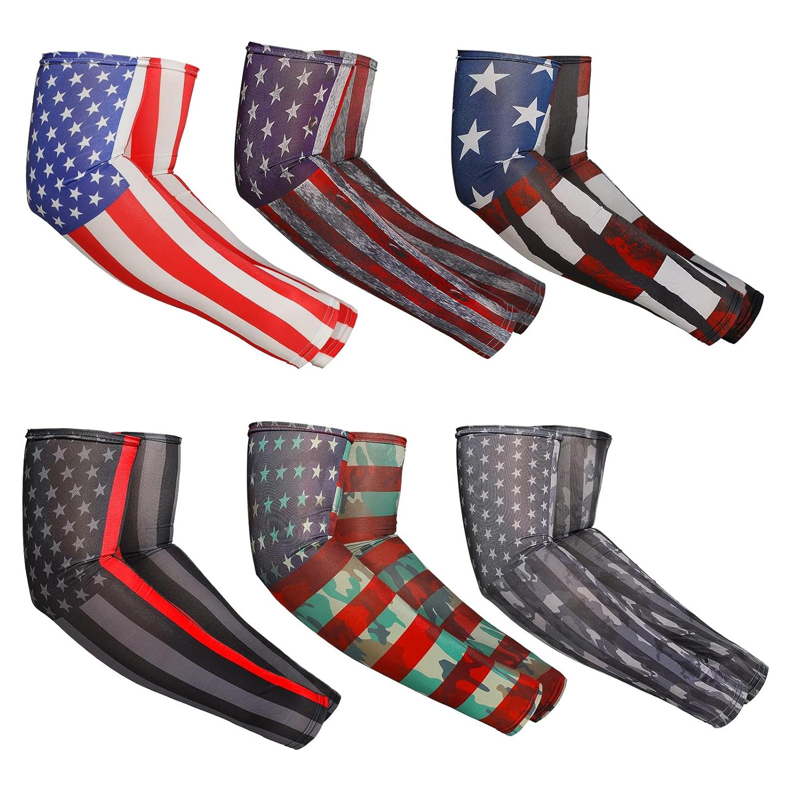 Geyoga 6 Pares Mangas de Brazo UV Bandera Americana Unisex