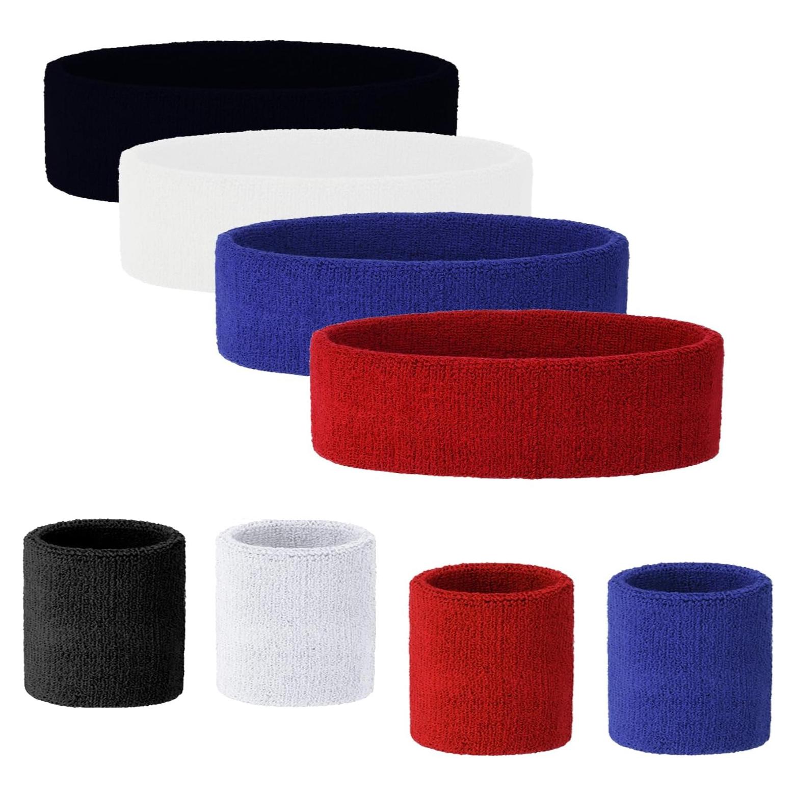 Set 4 Bandas de Cabeza y Muñeca Cosmos Algodón Absorbente