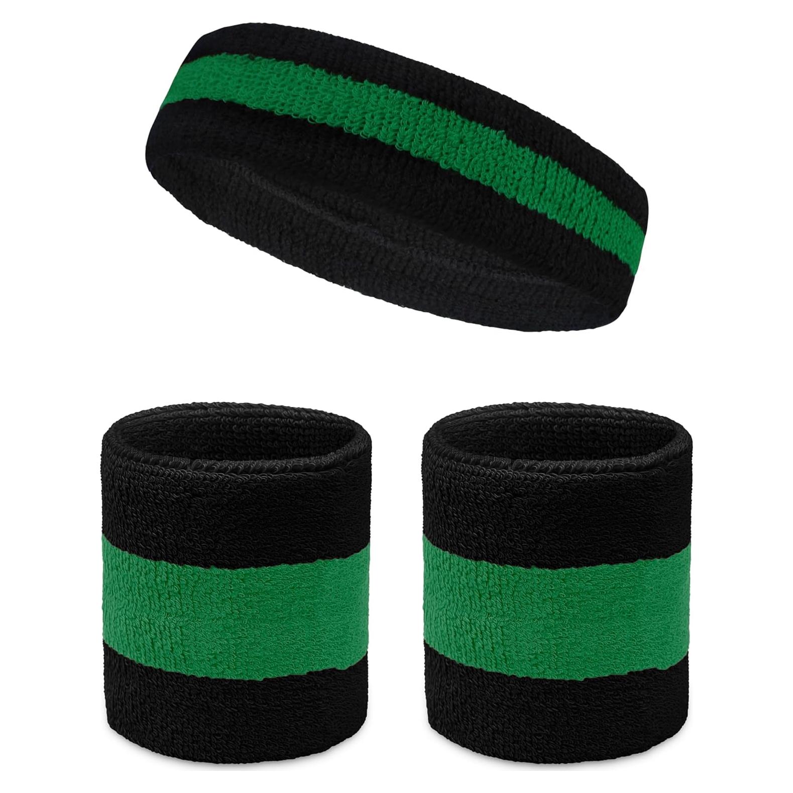 Conjunto de Banda para la Cabeza y Muñequera COUVER Verde/Negro