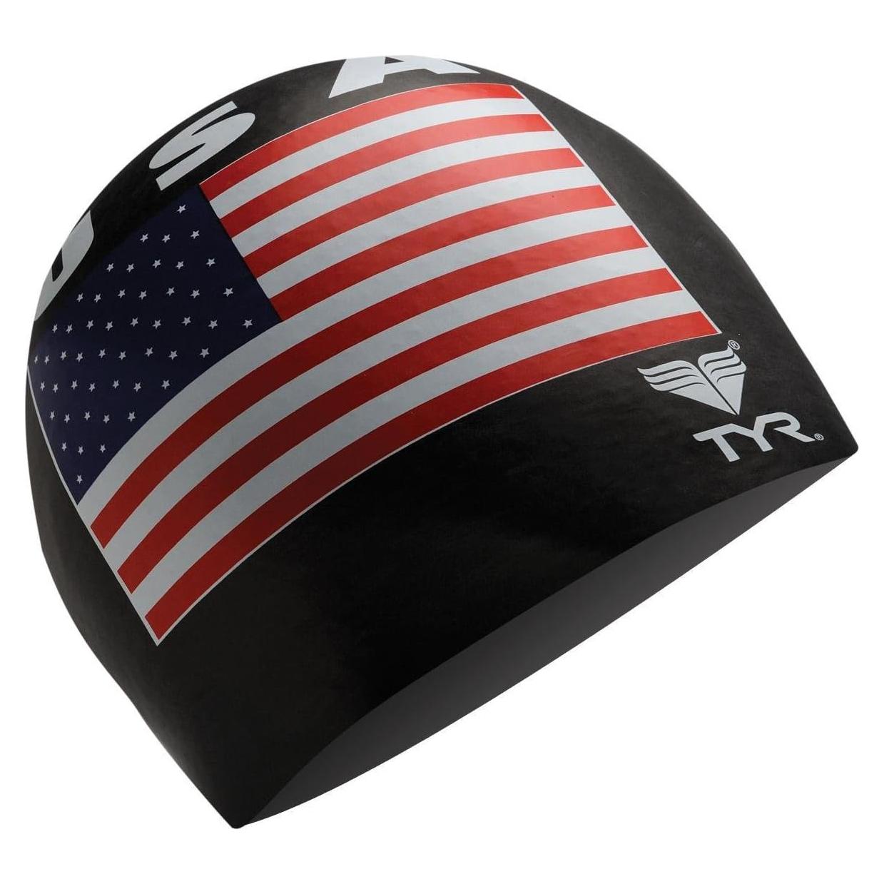 Gorro de látex TYR para natación unisex - Negro