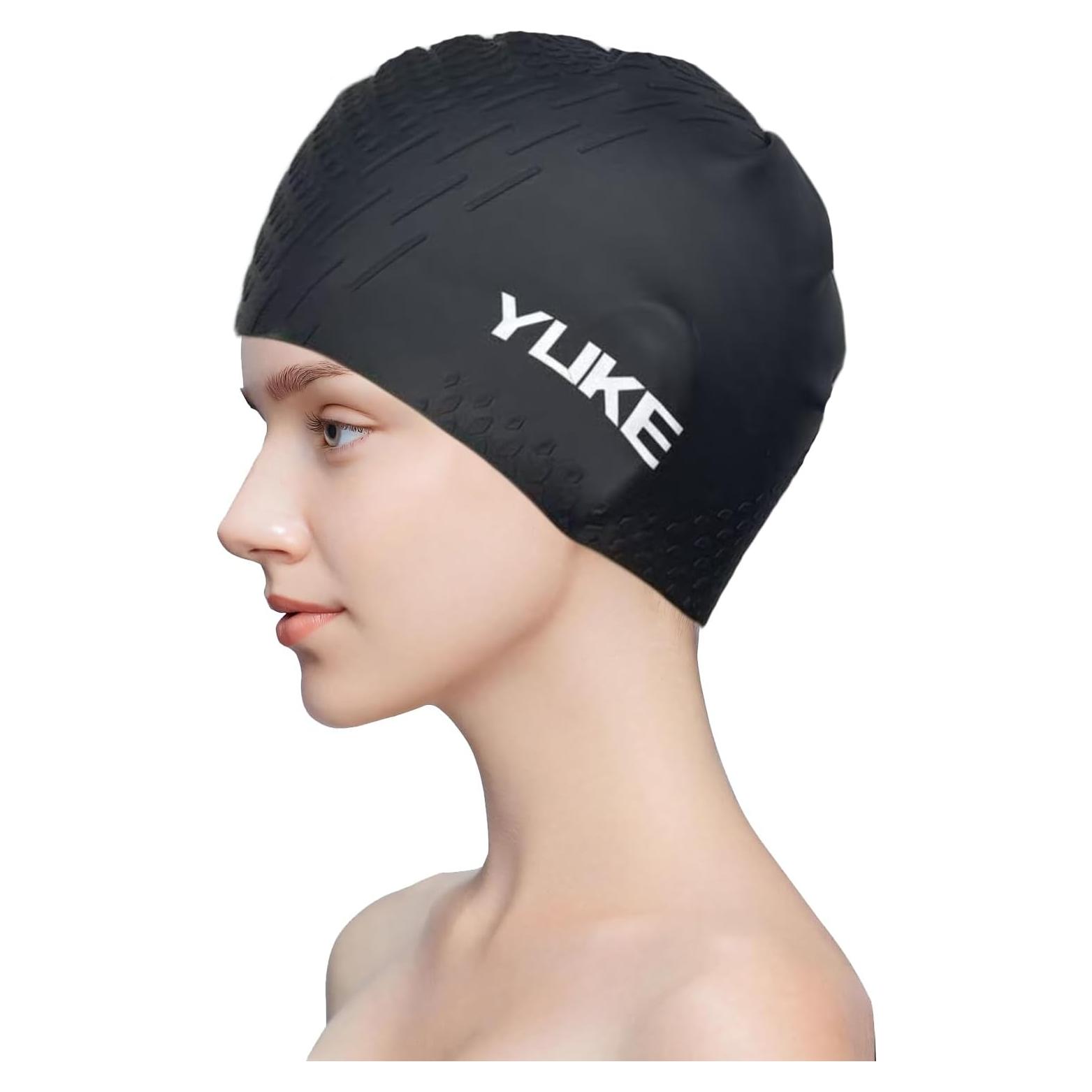 Gorro de natación de silicona Vanolu para cabello largo