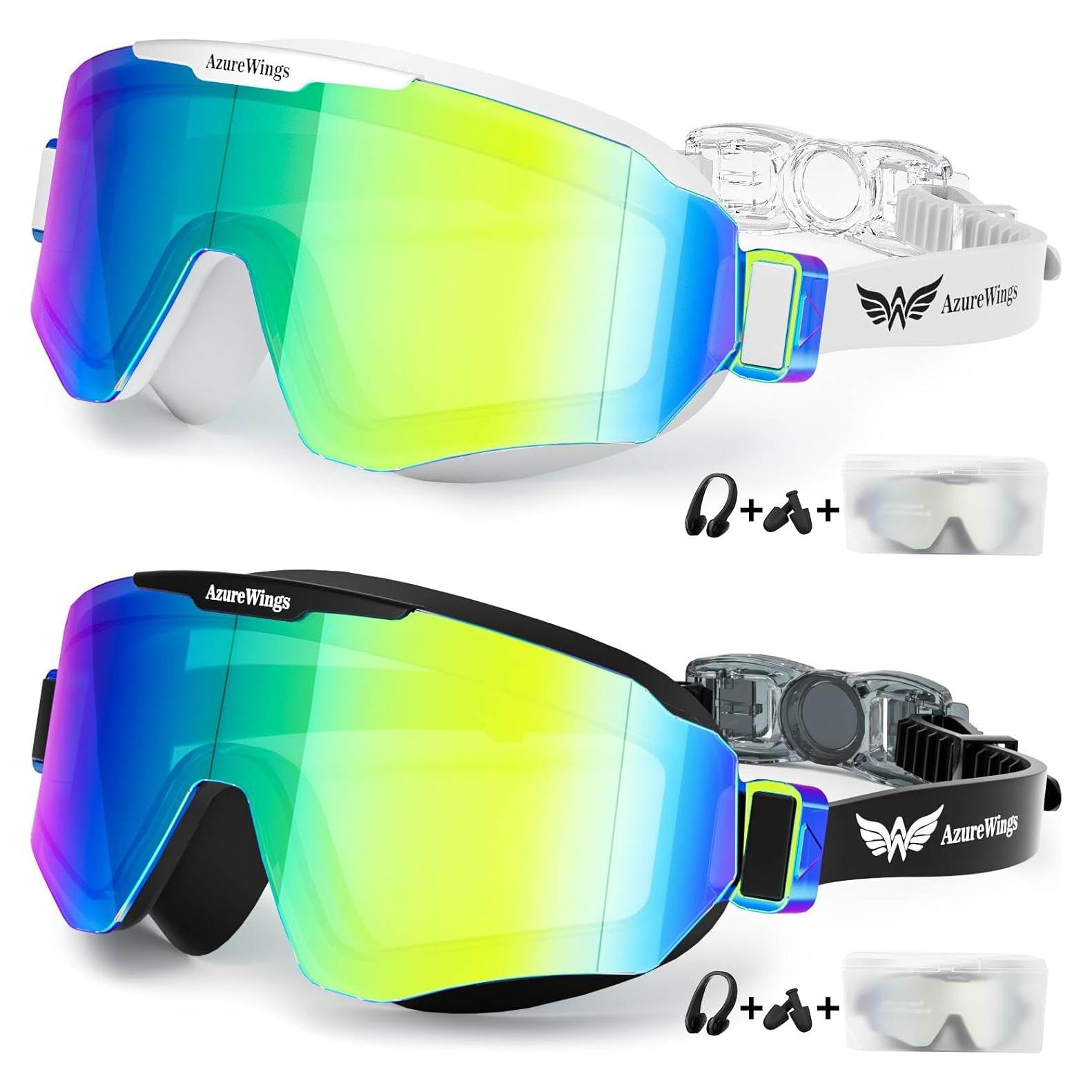 Paquete de 2 Gafas de Natación AzureWings HD Anti-Niebla
