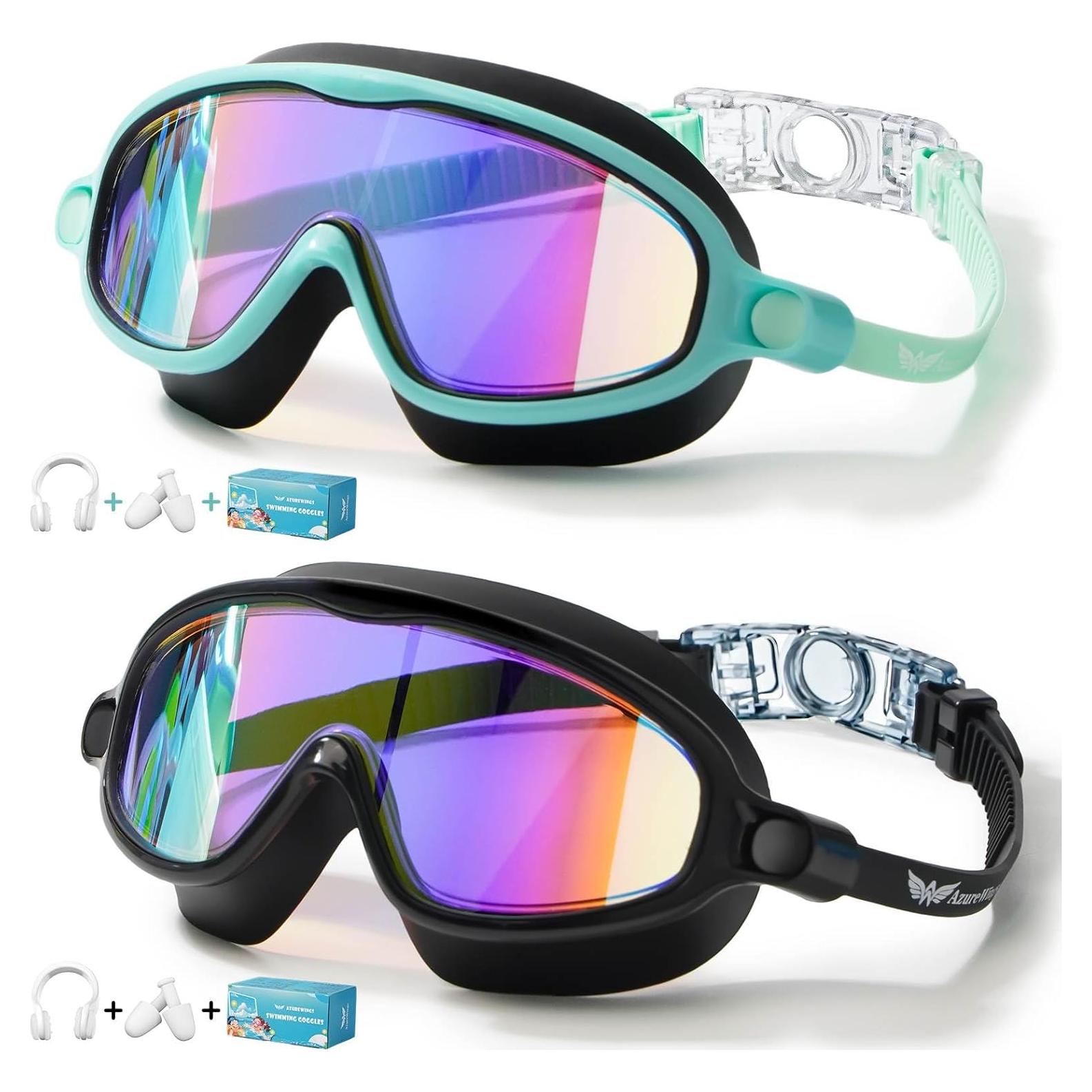 Gafas de Natación AzureWings para Niños Antivaho UV 4-14 Años