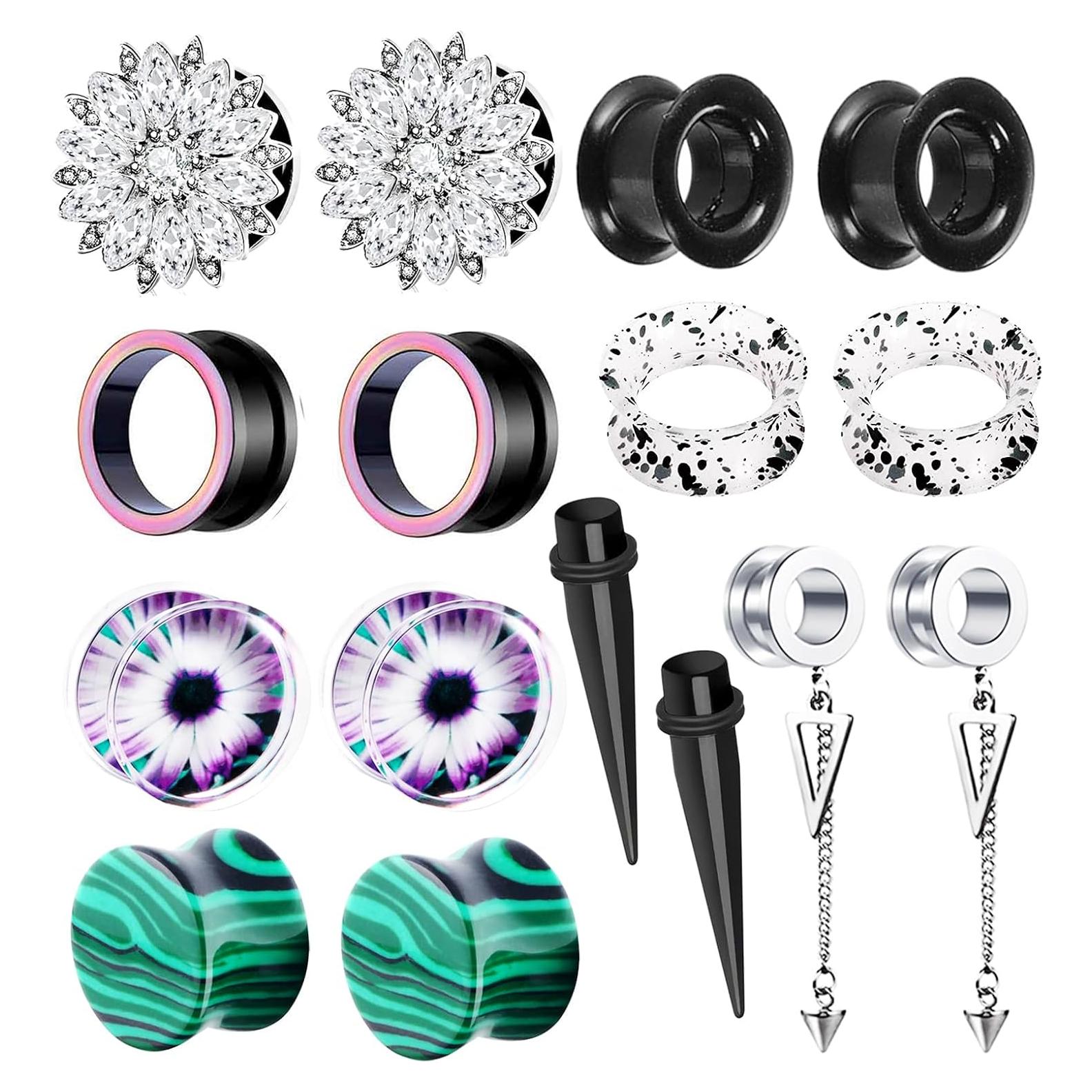 8 Pares Túneles de Oreja TIANCI FBYJS Silicona y Acero Inoxidable