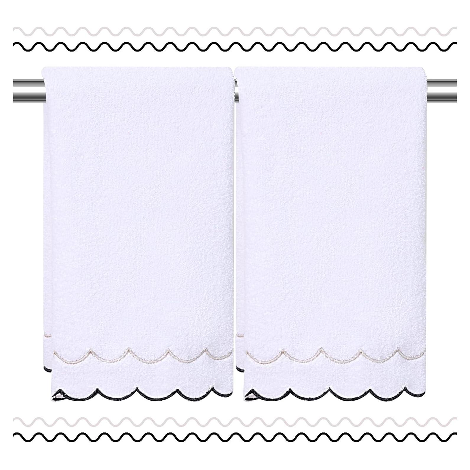 Juego de 2 Toallas de Mano 100% Algodón RRBXIA Gris y Negro 600 GSM