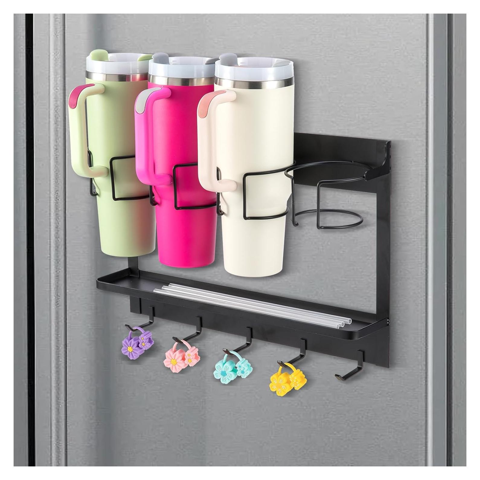 Organizador de Botellas CINPIUK Negro, Soporte Magnético 5 Ganchos