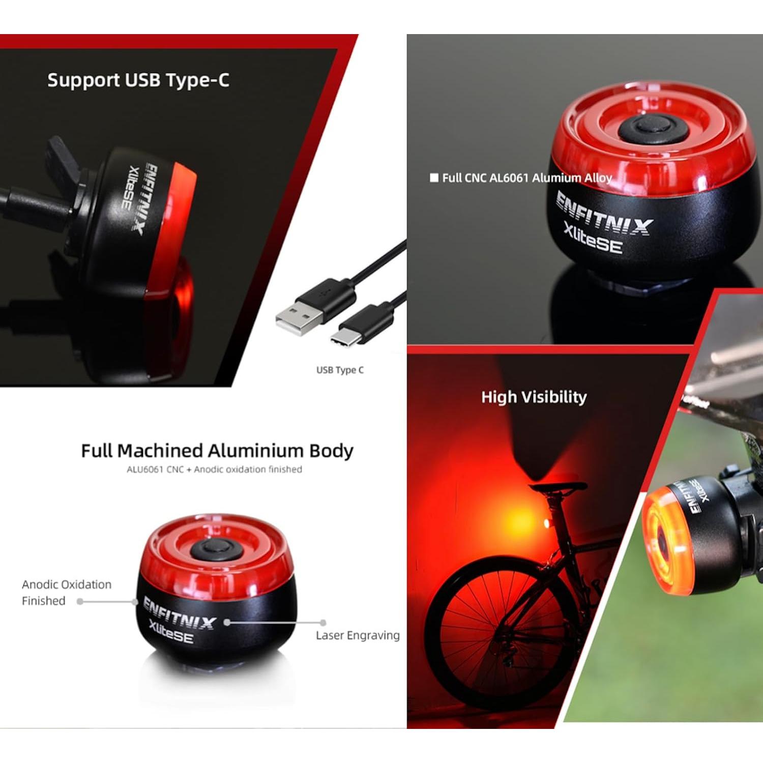 Luz Trasera Inteligente ENFITNIX XLITE SE Recargable USB-C