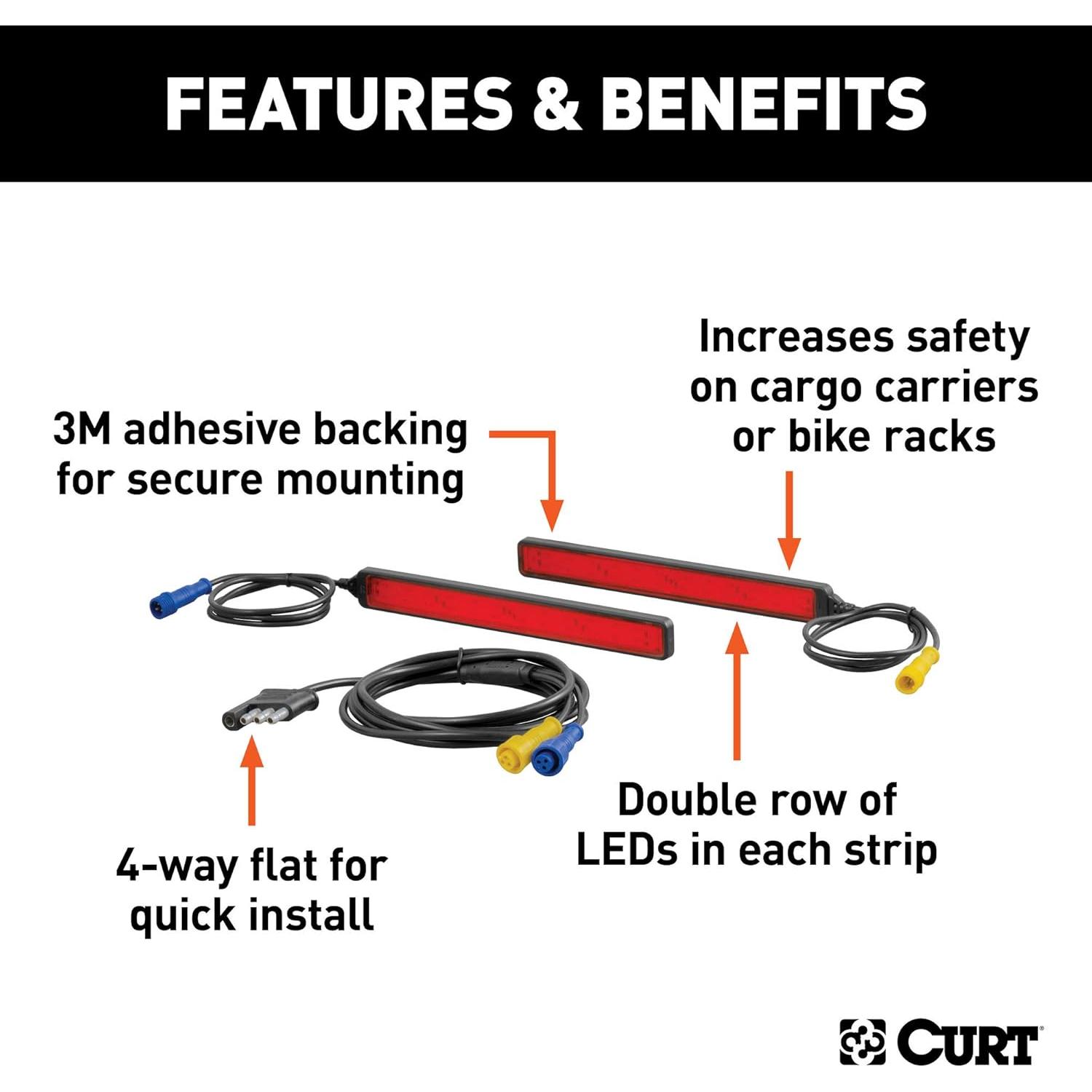 Luces LED Auxiliares CURT 53201 para Automóviles - Paquete de 2