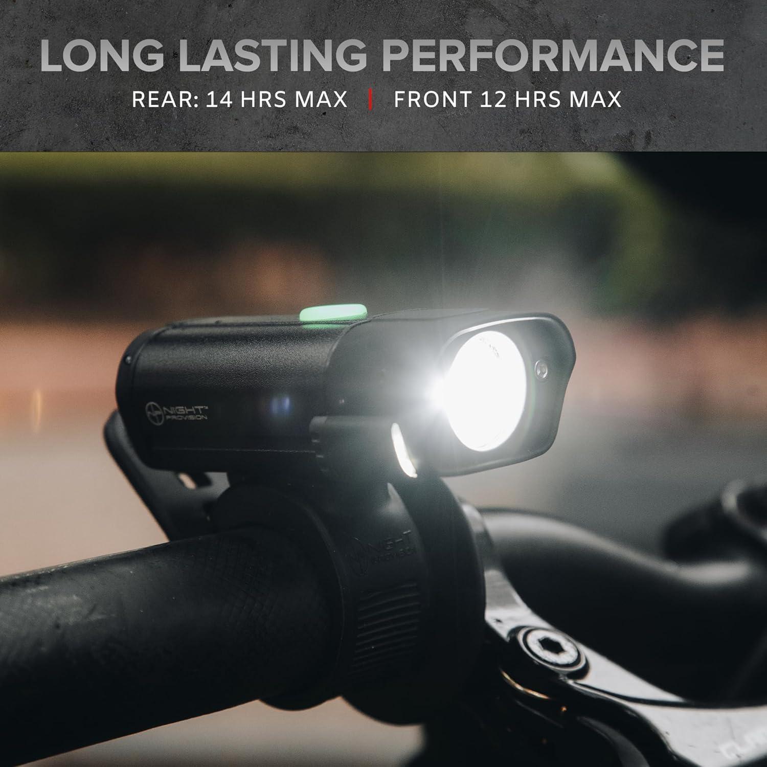Luces LED para Bicicleta NP Night Provision BX-400 - Delantera y Trasera, 420 Lúmenes, Recargable USB-C, 12h Autonomía