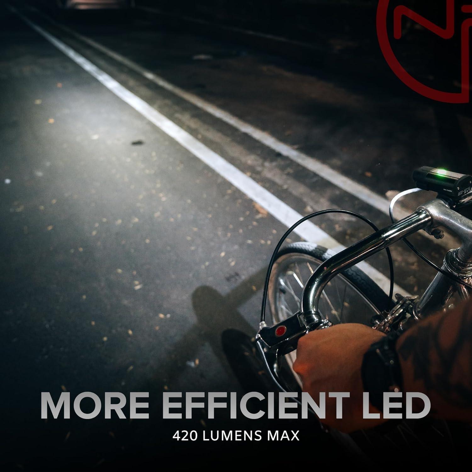 Luces LED para Bicicleta NP Night Provision BX-400 - Delantera y Trasera, 420 Lúmenes, Recargable USB-C, 12h Autonomía