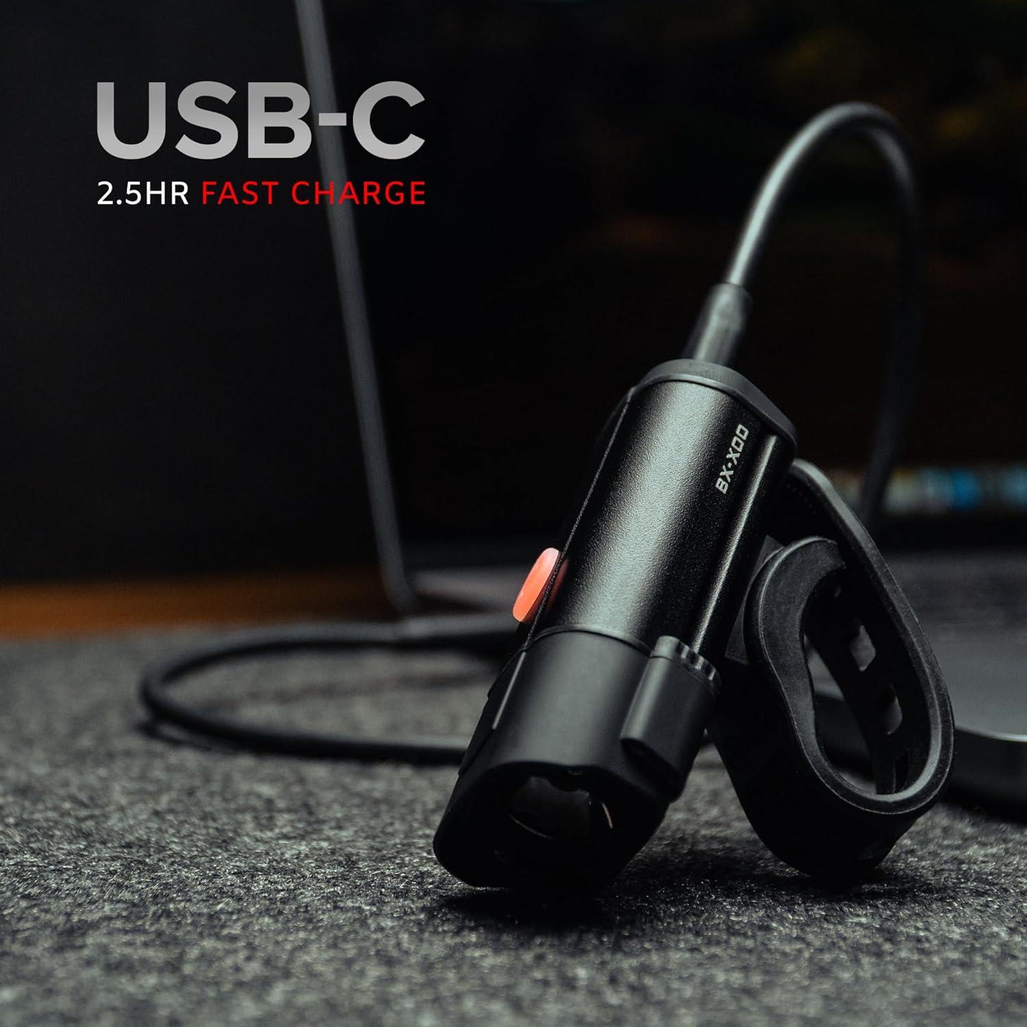 Luces LED para Bicicleta NP Night Provision BX-400 - Delantera y Trasera, 420 Lúmenes, Recargable USB-C, 12h Autonomía