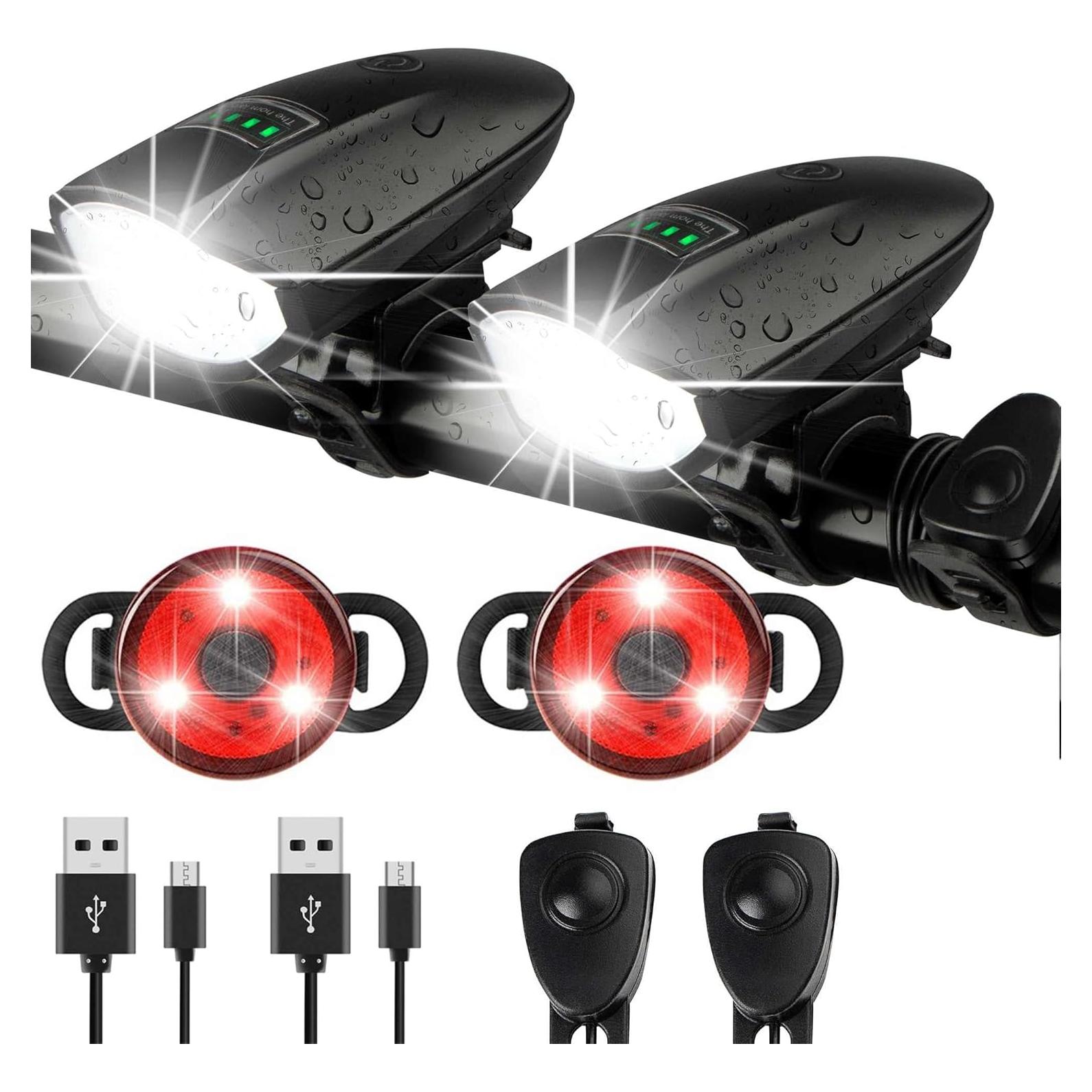 Juego de luces para bicicleta Favorbrite DRFX 1400 Lúmenes USB