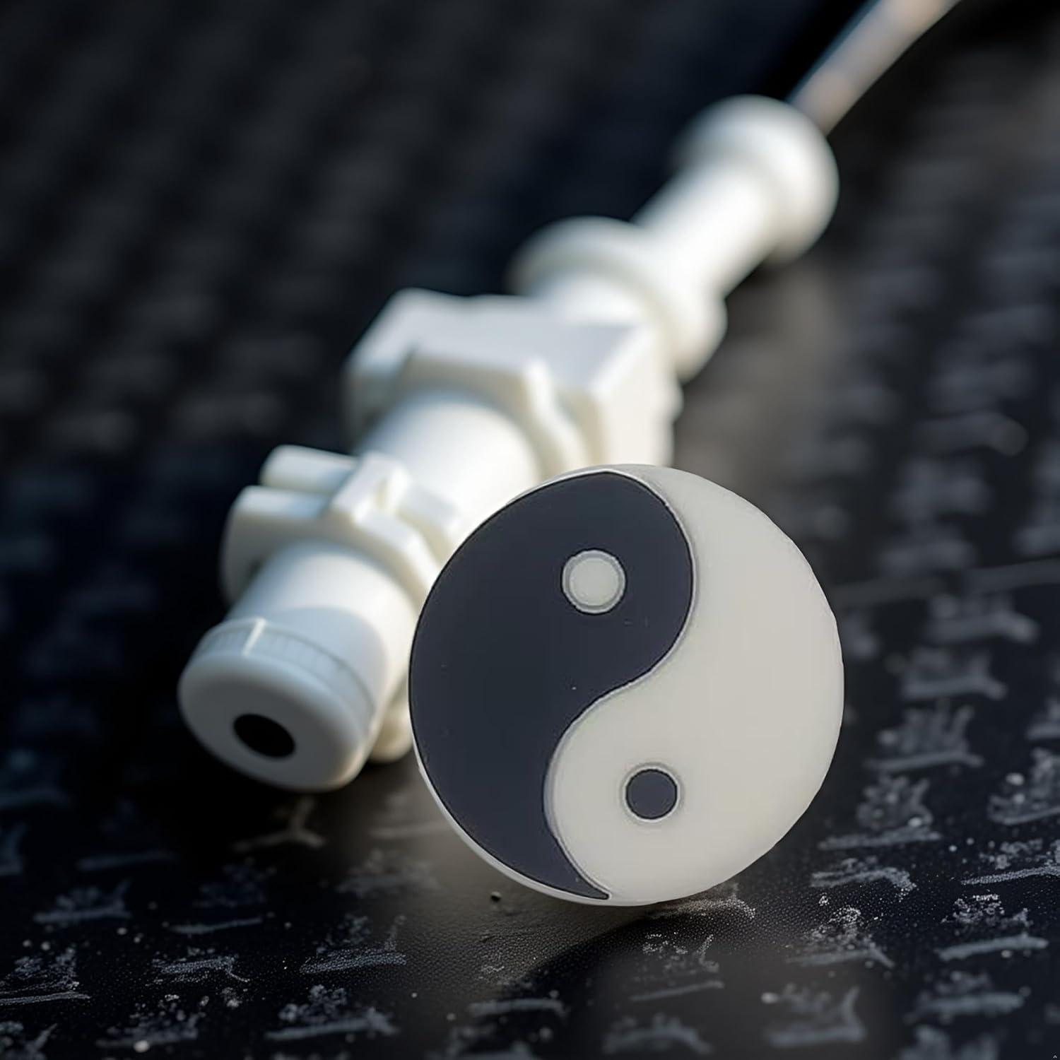 White Tai Chi Pattern Tai Chi Shape Tennis Racket Vibration Dampener Soft Silicon Racket Dampener Cartoon Shape Tennis Racquet Shock Absorbers Tennis Racket for Racquetball