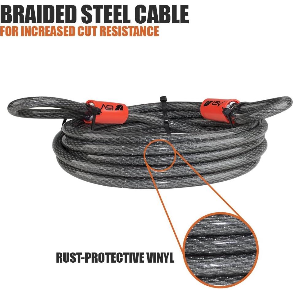 Candado de Cable de Seguridad BV 4FT (1.22m) Acero Trenzado 10mm