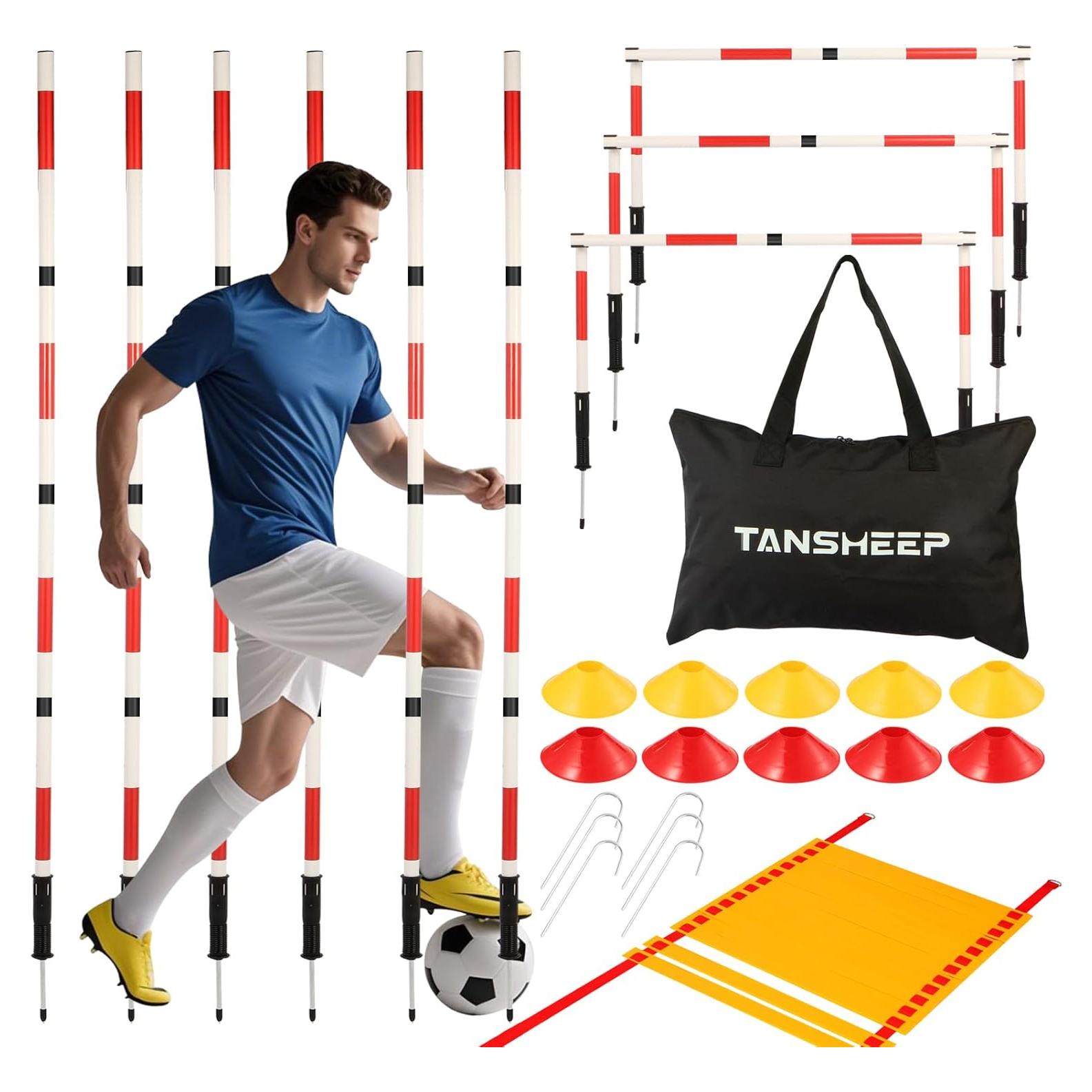 Equipo de entrenamiento de agilidad Tansheep 6 postes y 12 conos