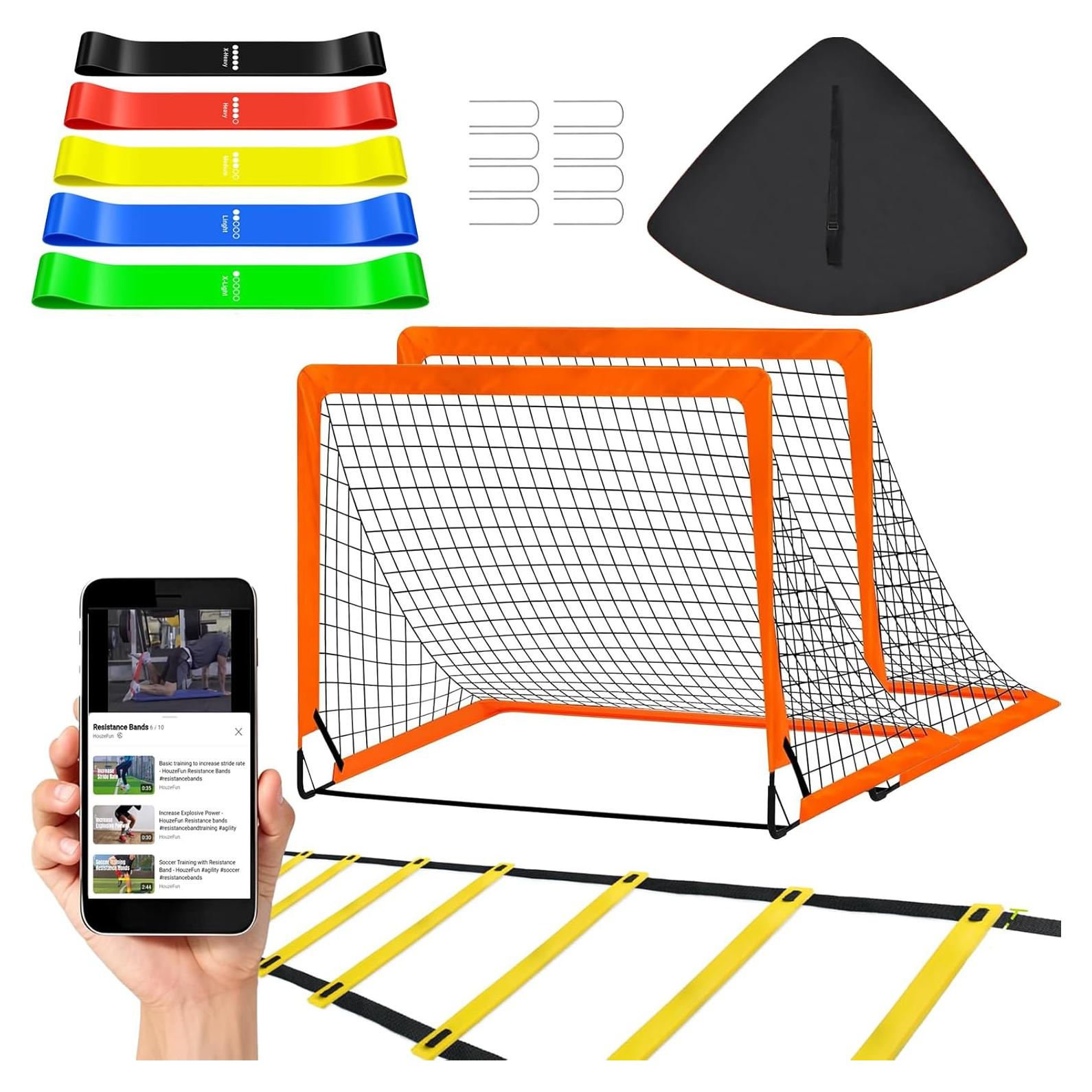 Portería de Fútbol Portátil HouzeFun 4x3m + Escalera Agilidad